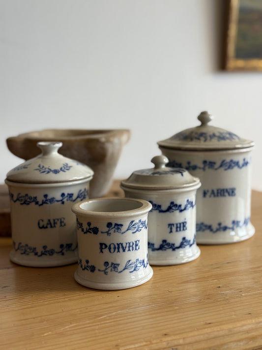 Set of 4 Saint Uze Ironstone Kitchen Jars
