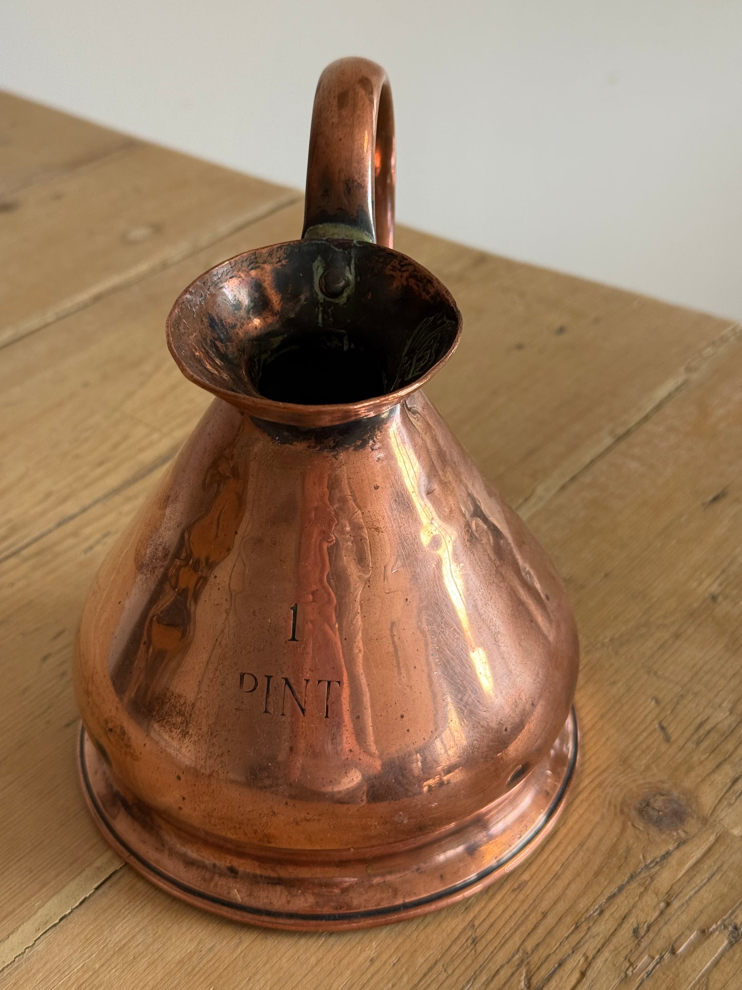 Antique English 1 Pint Copper Measuring Jug