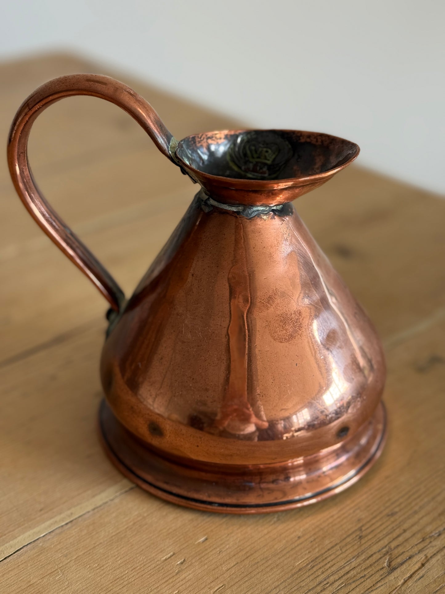 Antique English 1 Pint Copper Measuring Jug