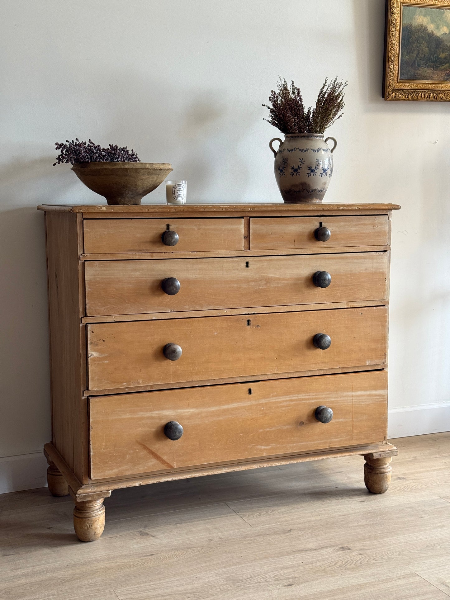 Large Antique English Pine Dresser/Chest of Drawers