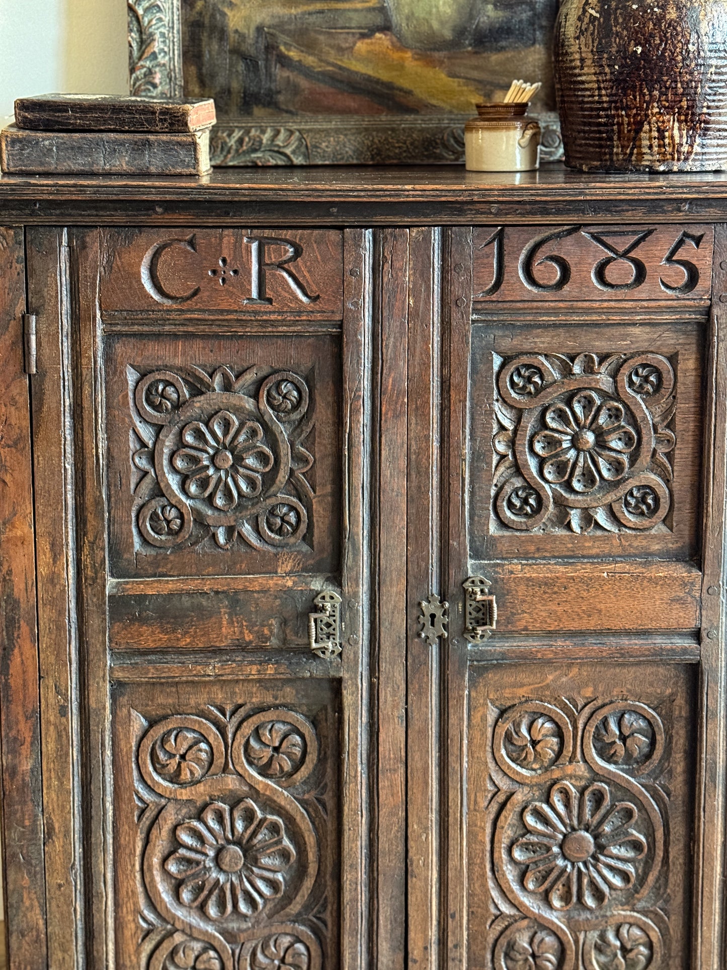 Antique English Charles Regina Cupboard
