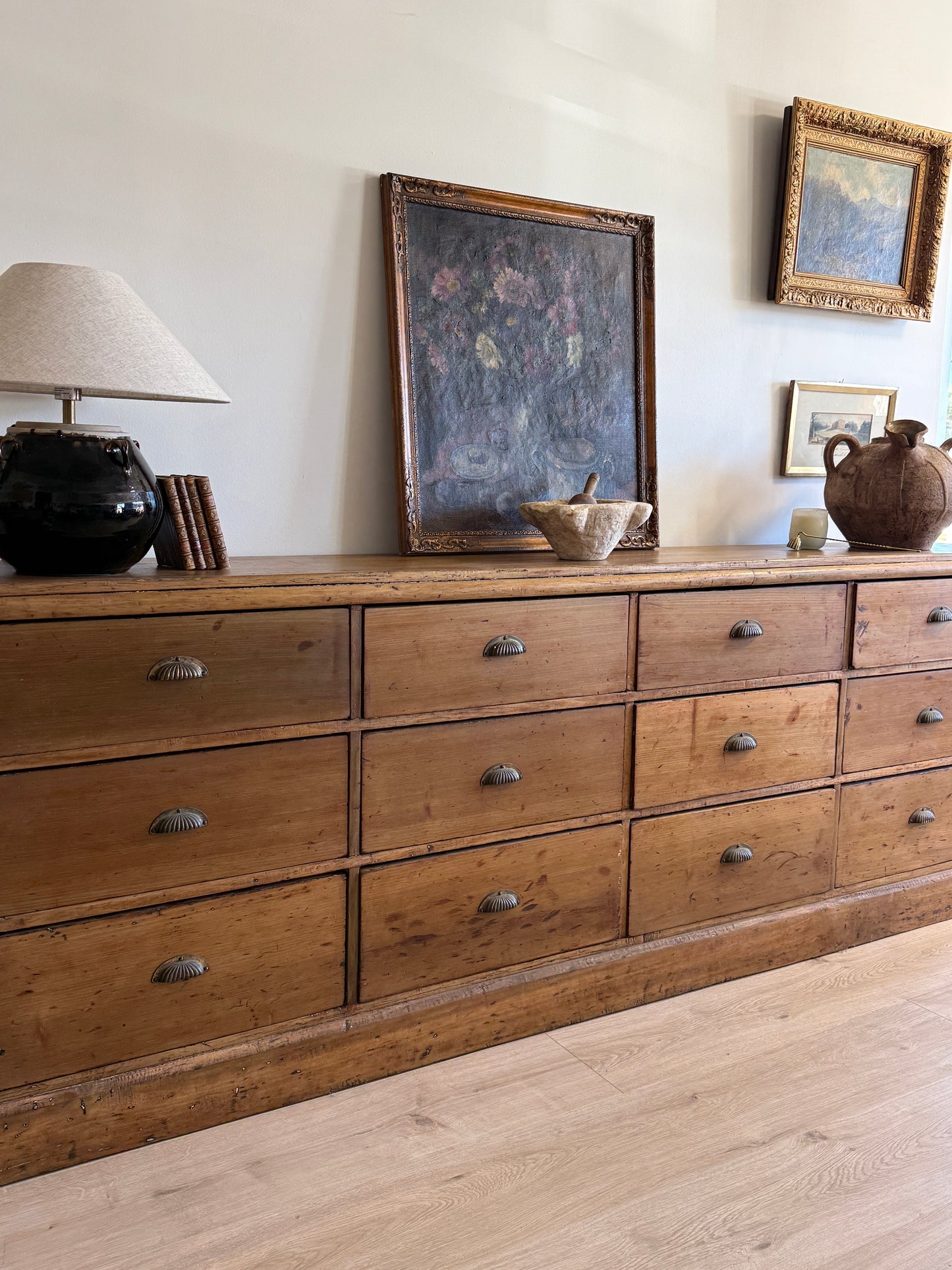 Antique Twelve Drawer Shop Counter/Sideboard