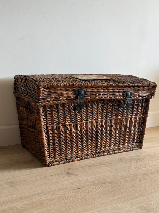 Antique English Woven Trunk, Dark