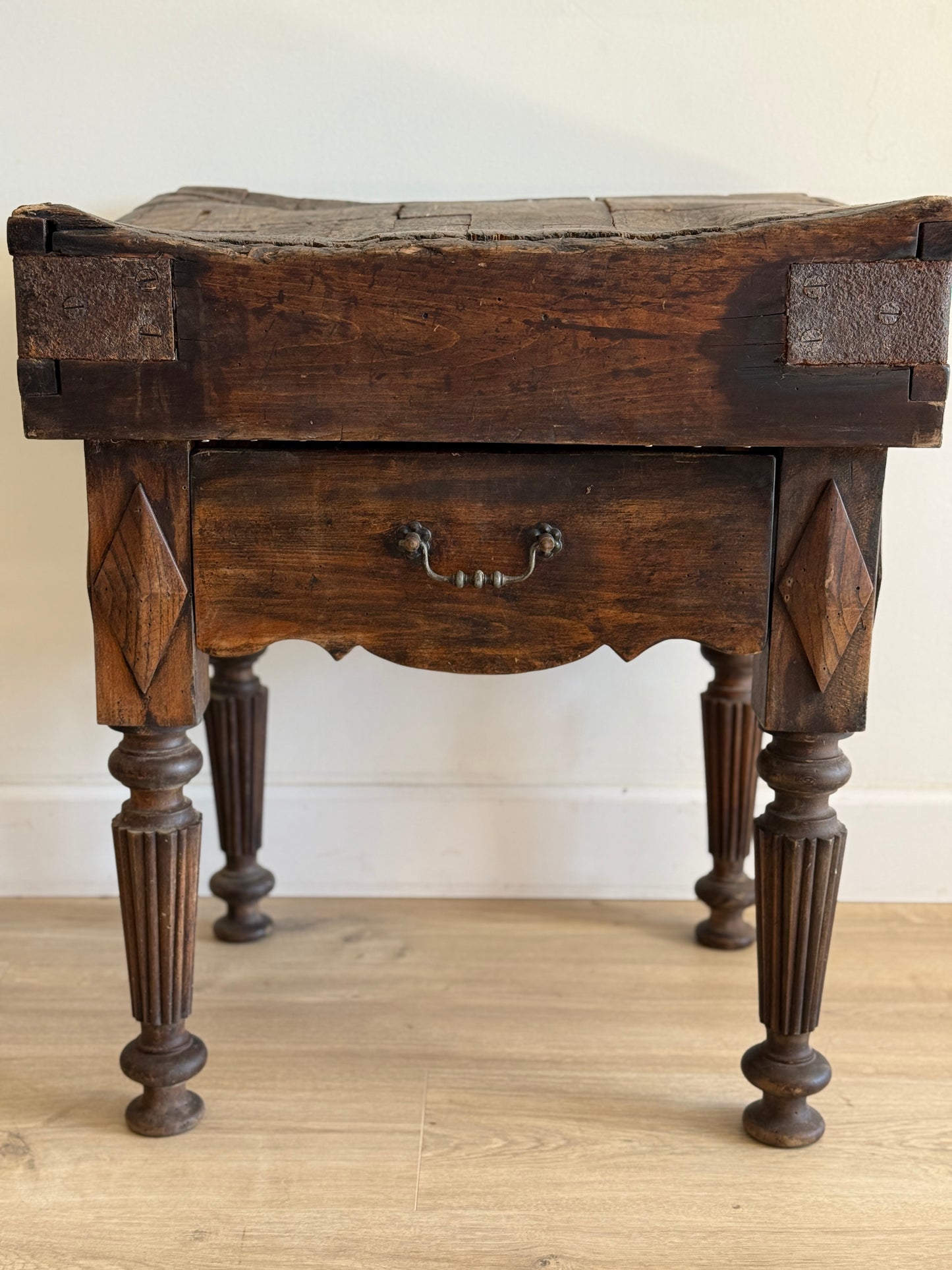 19th c. French Butcher Block Table