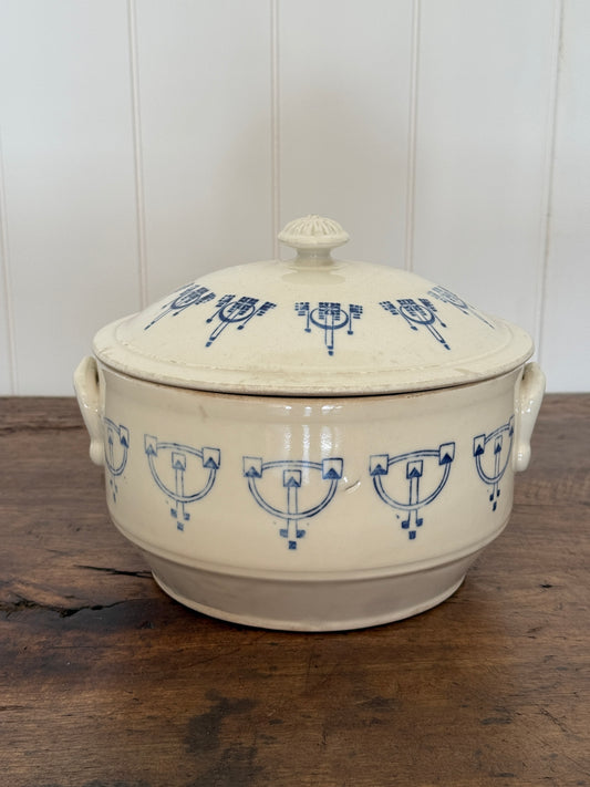Antique French Saint Uze Kitchenware, Large Lidded Pot