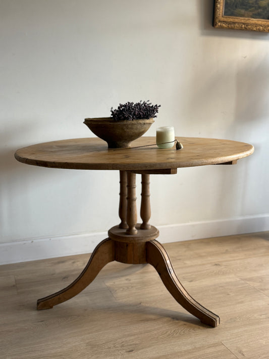 Antique English Pine Round Dining Table