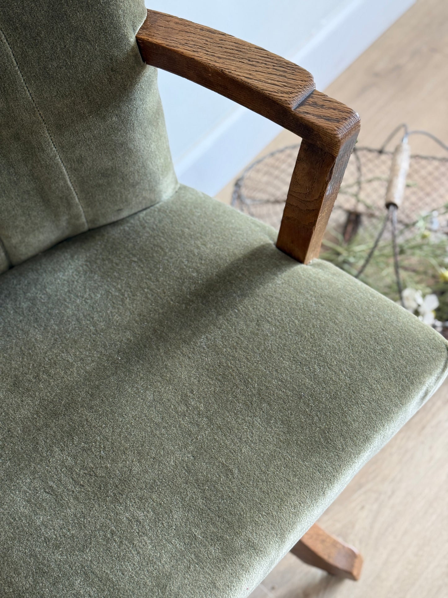 Vintage English Mohair Swivel Chair