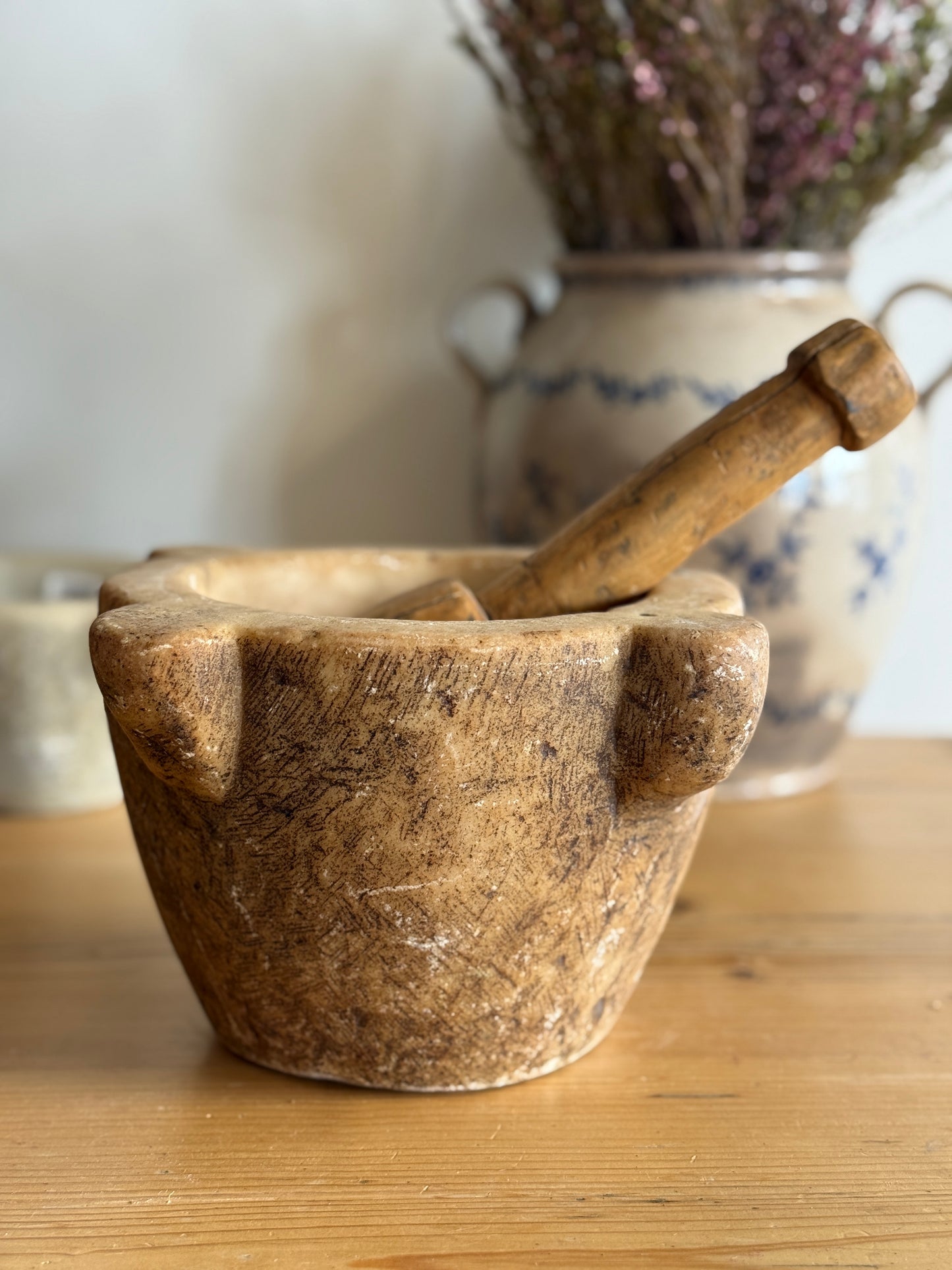 Antique French Marble Mortars with Pestles