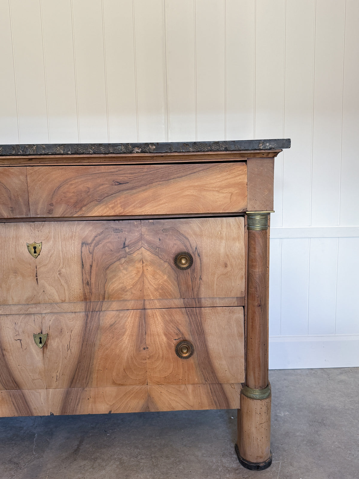 19th Century French Bleached Walnut Commode with Stone Top