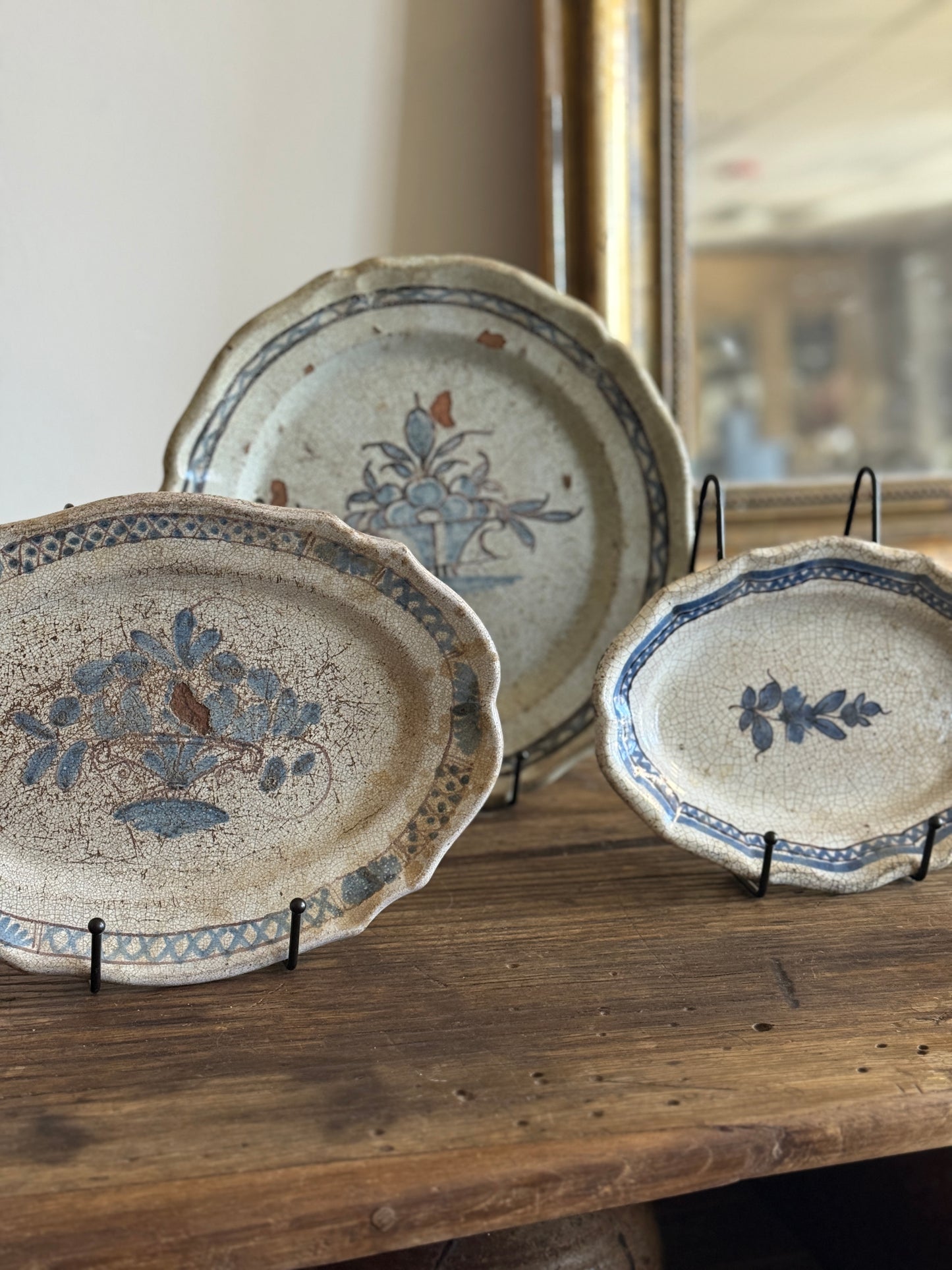 Rare 18th c. French Rouen Plates - Forges Les Eaux