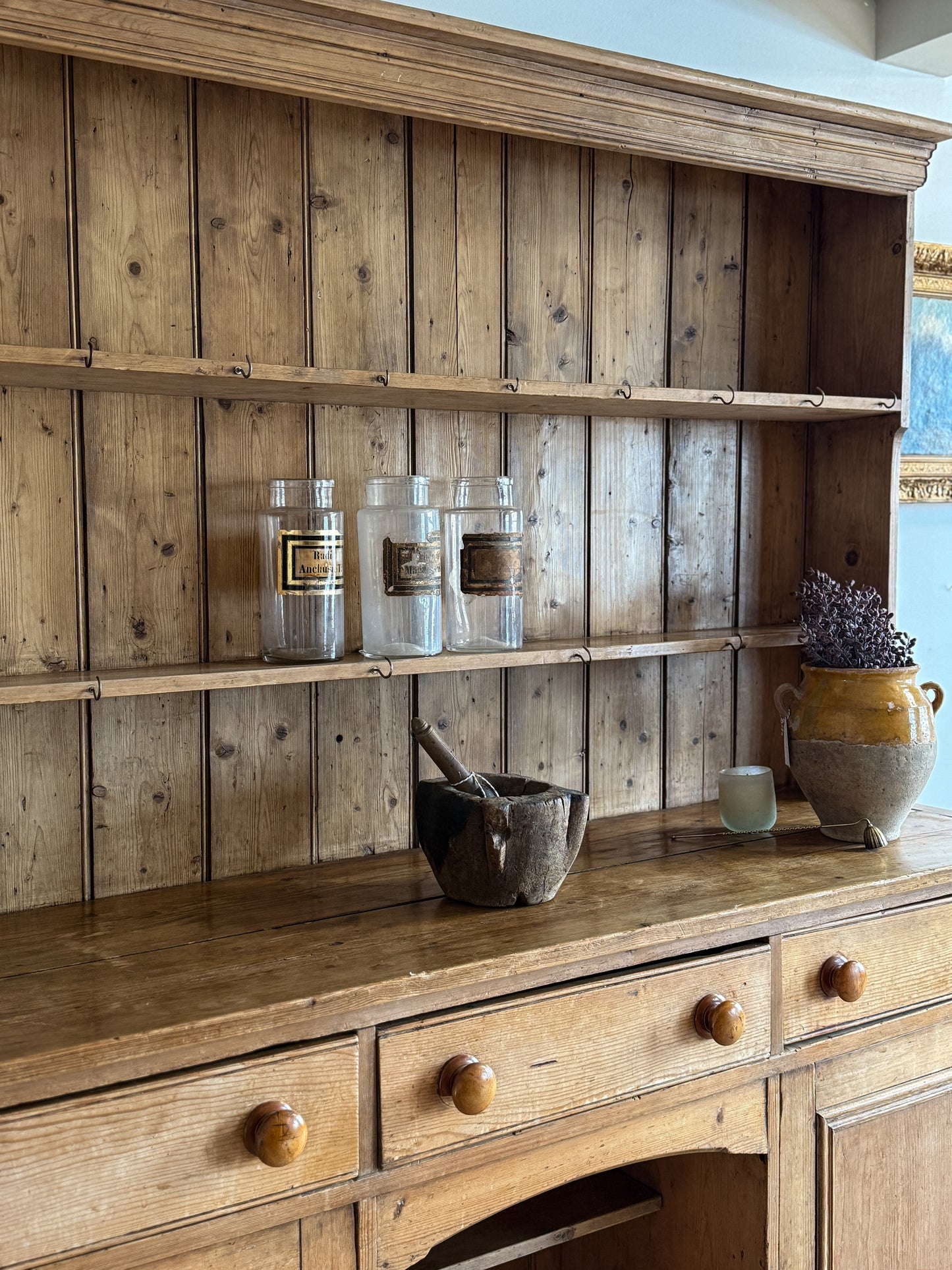 Large Antique English Pine Hutch
