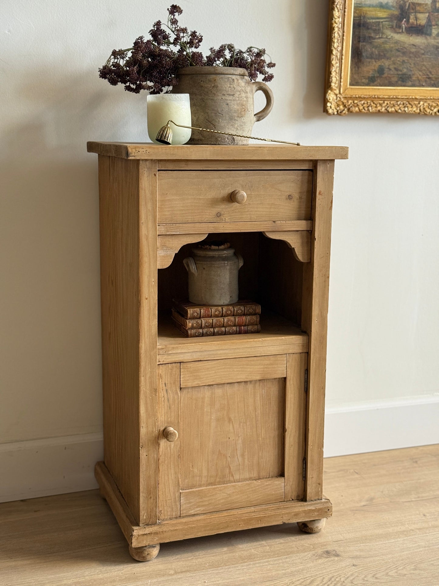 Antique English Pine Nightstand