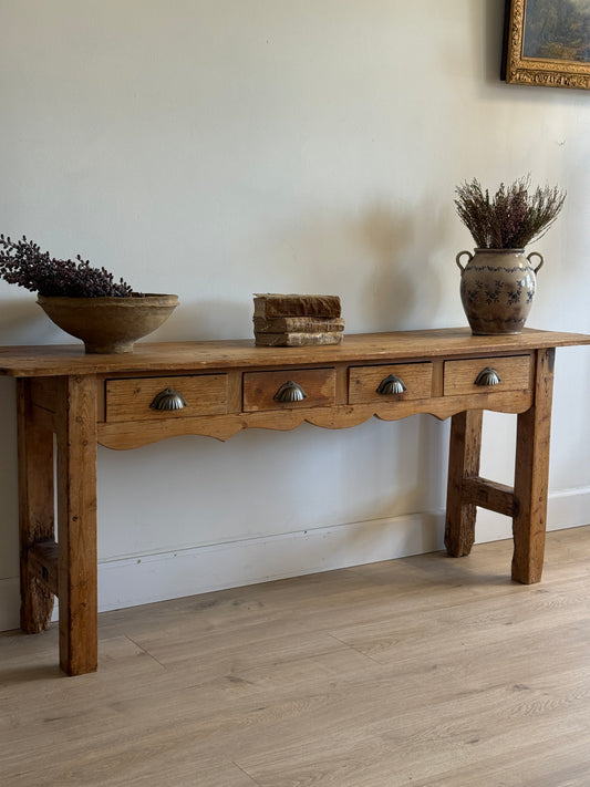 Antique English Pine Console Table