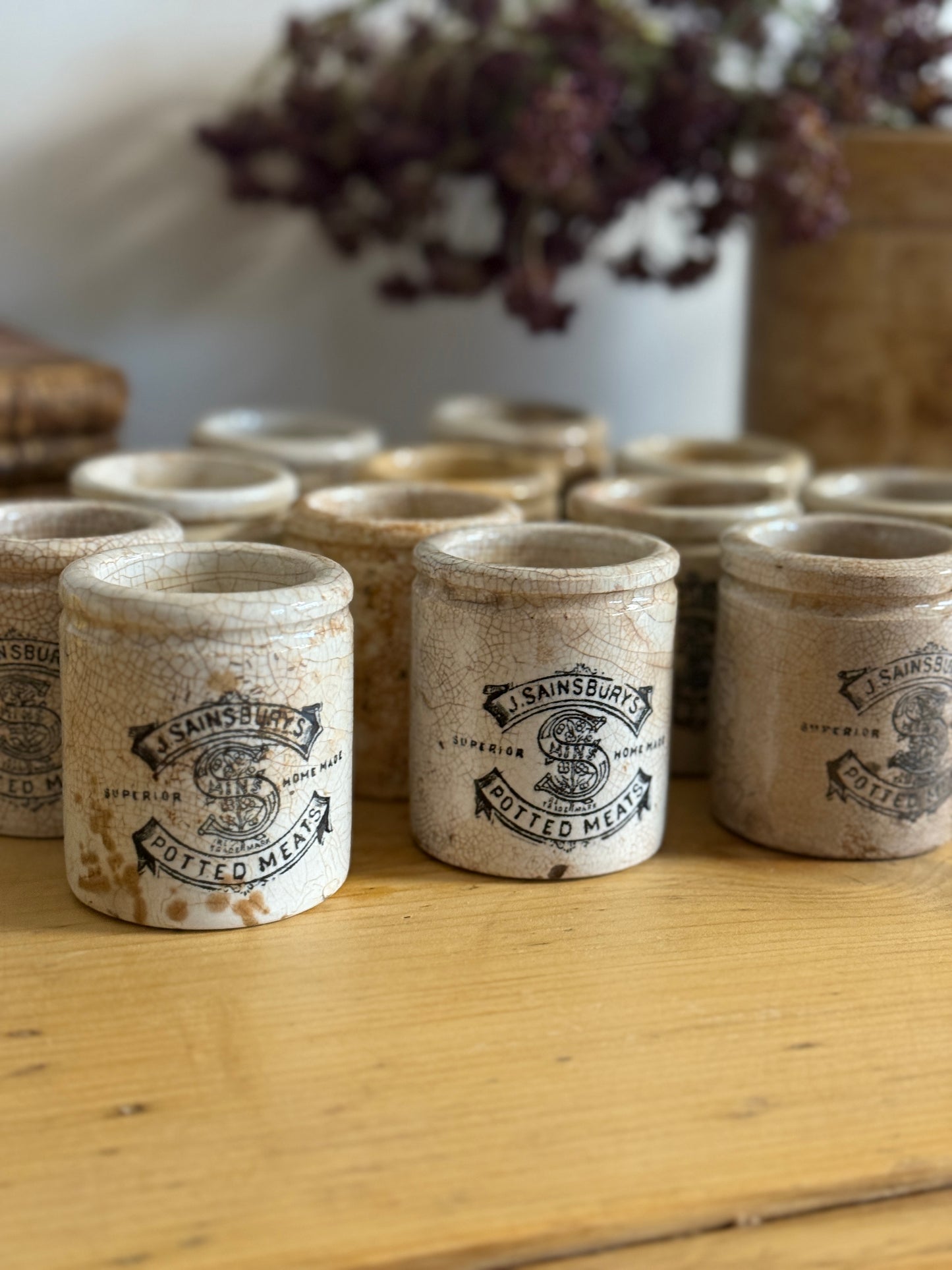 Antique English Potted Meat Jars