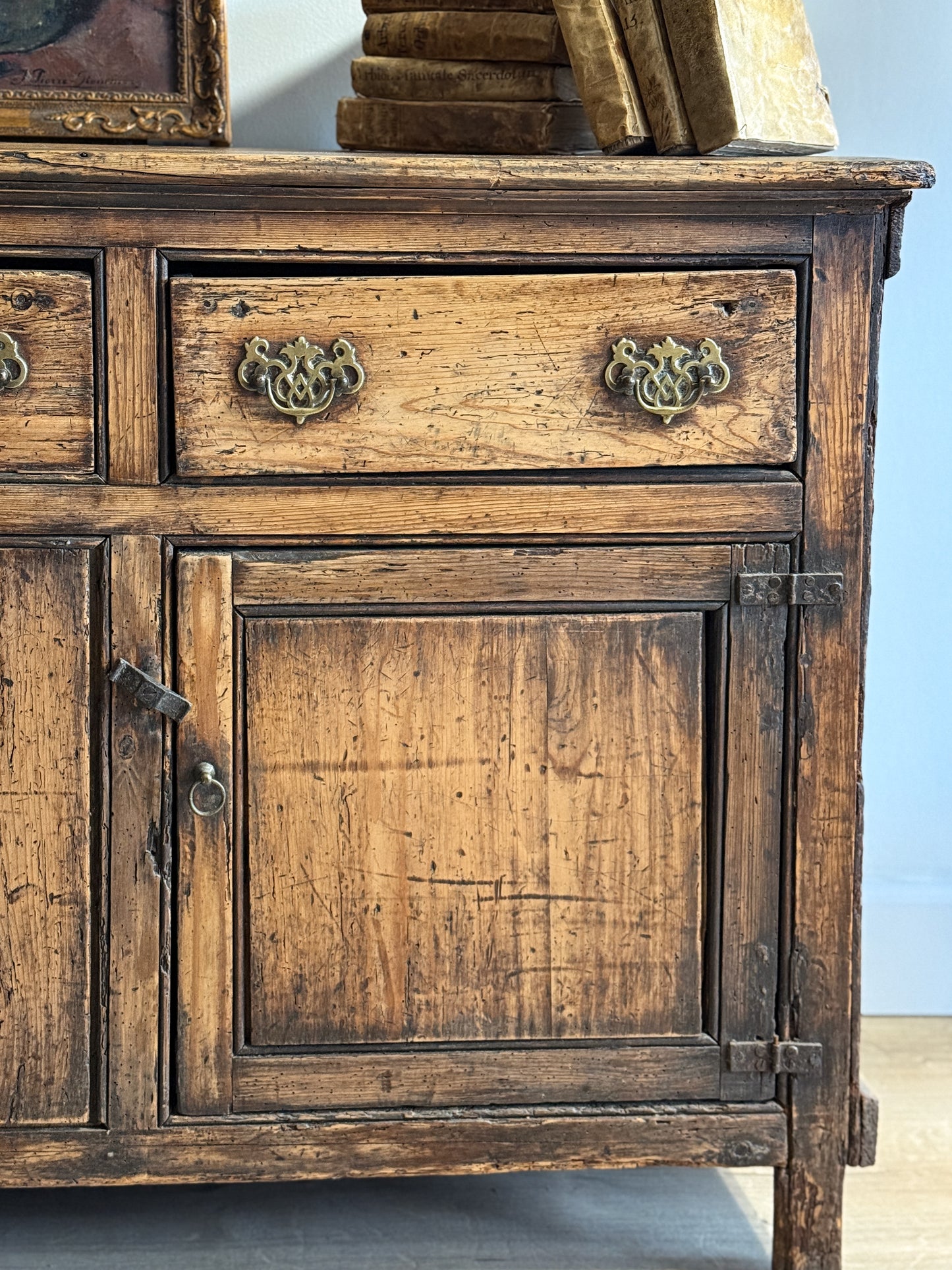 Antique English Pine Stained Sideboard