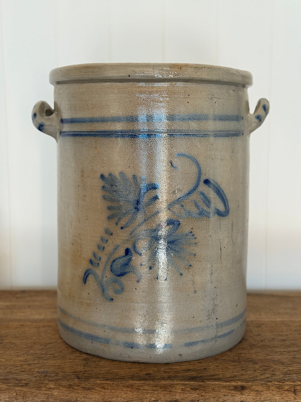 Large Antique Alsatian Salt Glaze Crock