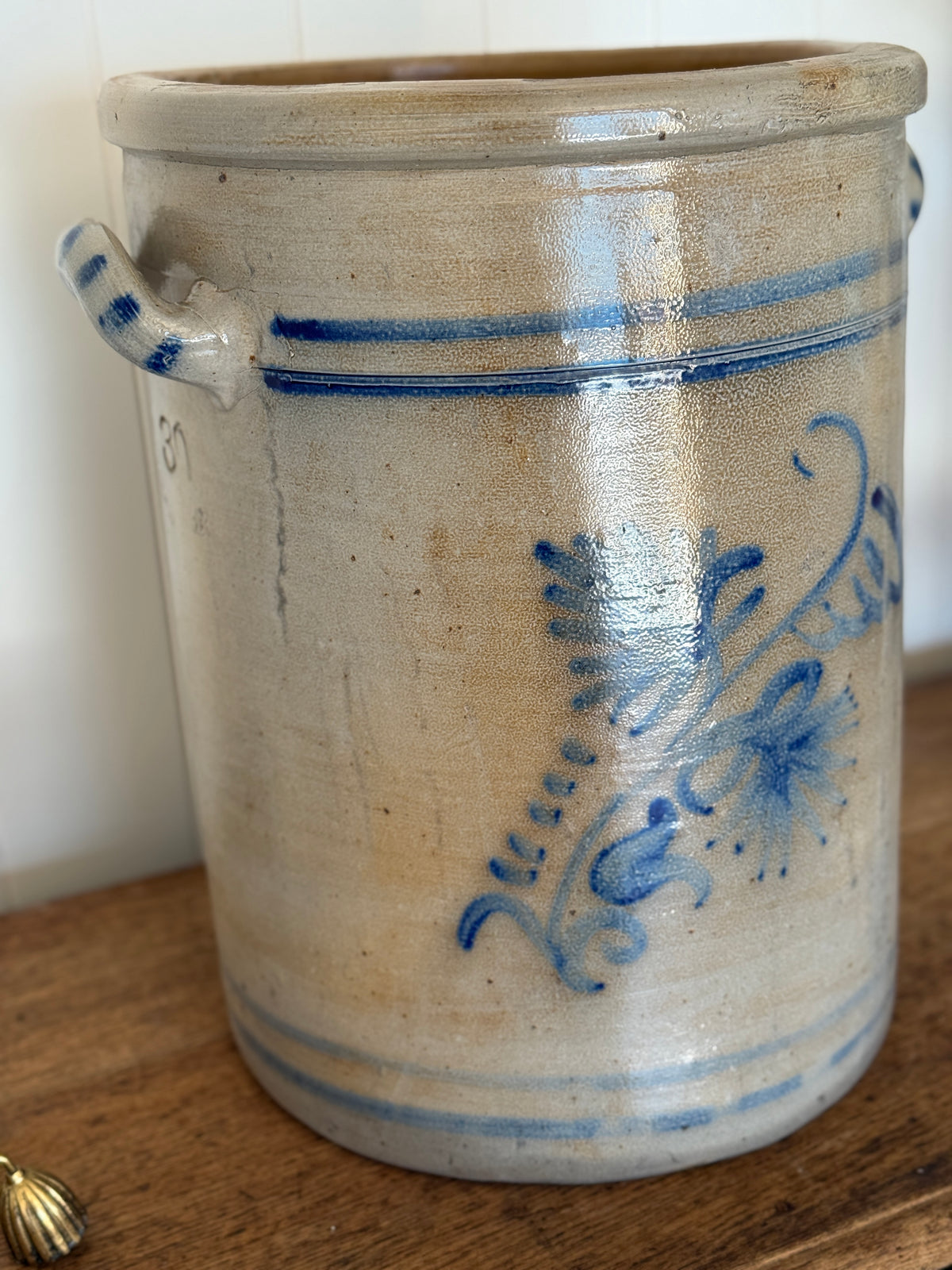 Large Antique Alsatian Salt Glaze Crock