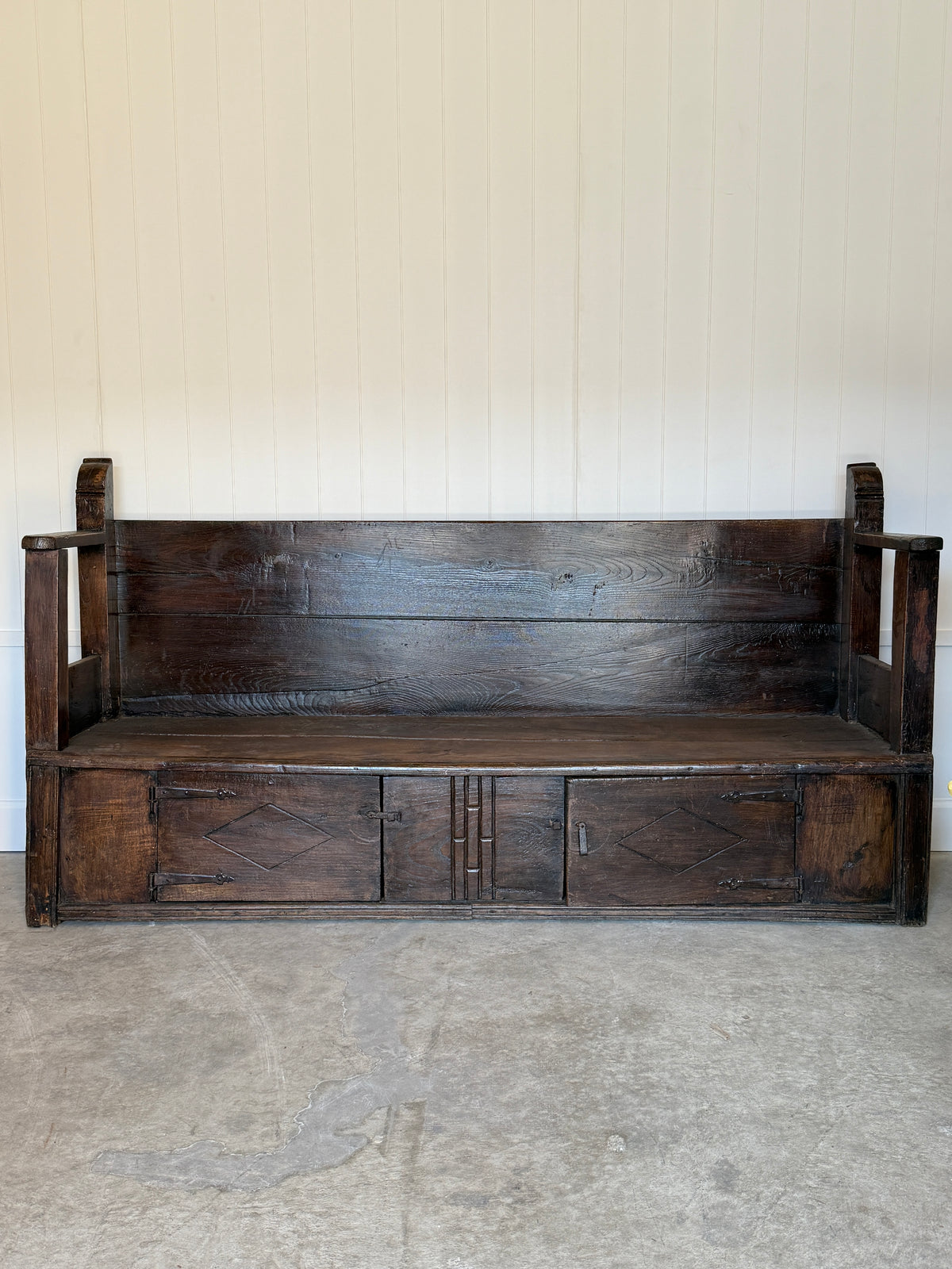 18th Century Spanish Settle Bench with Storage