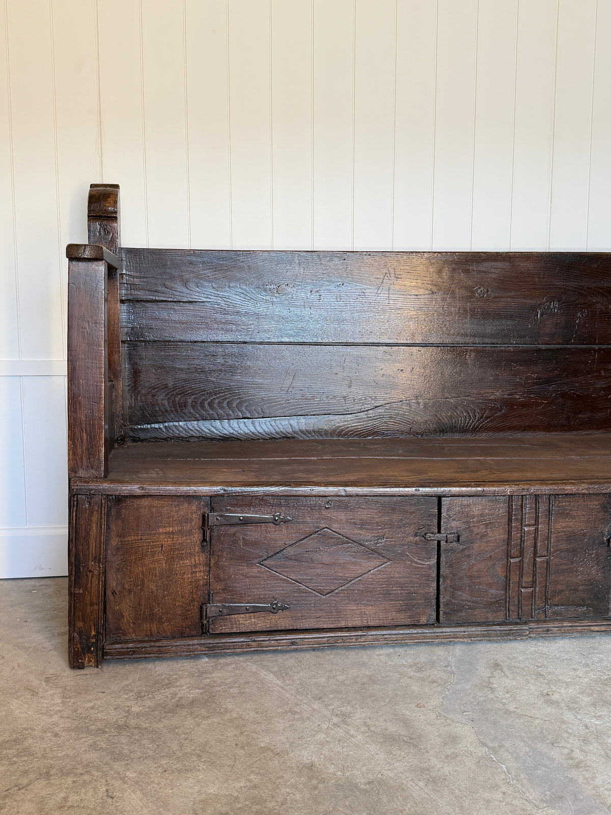 18th Century Spanish Settle Bench with Storage