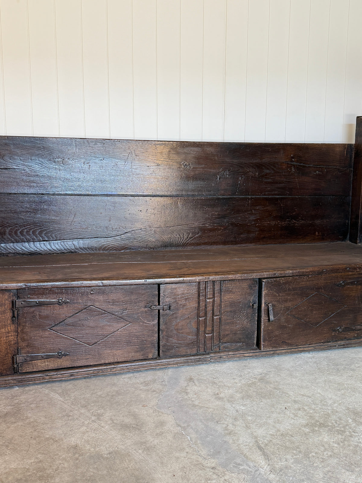 18th Century Spanish Settle Bench with Storage