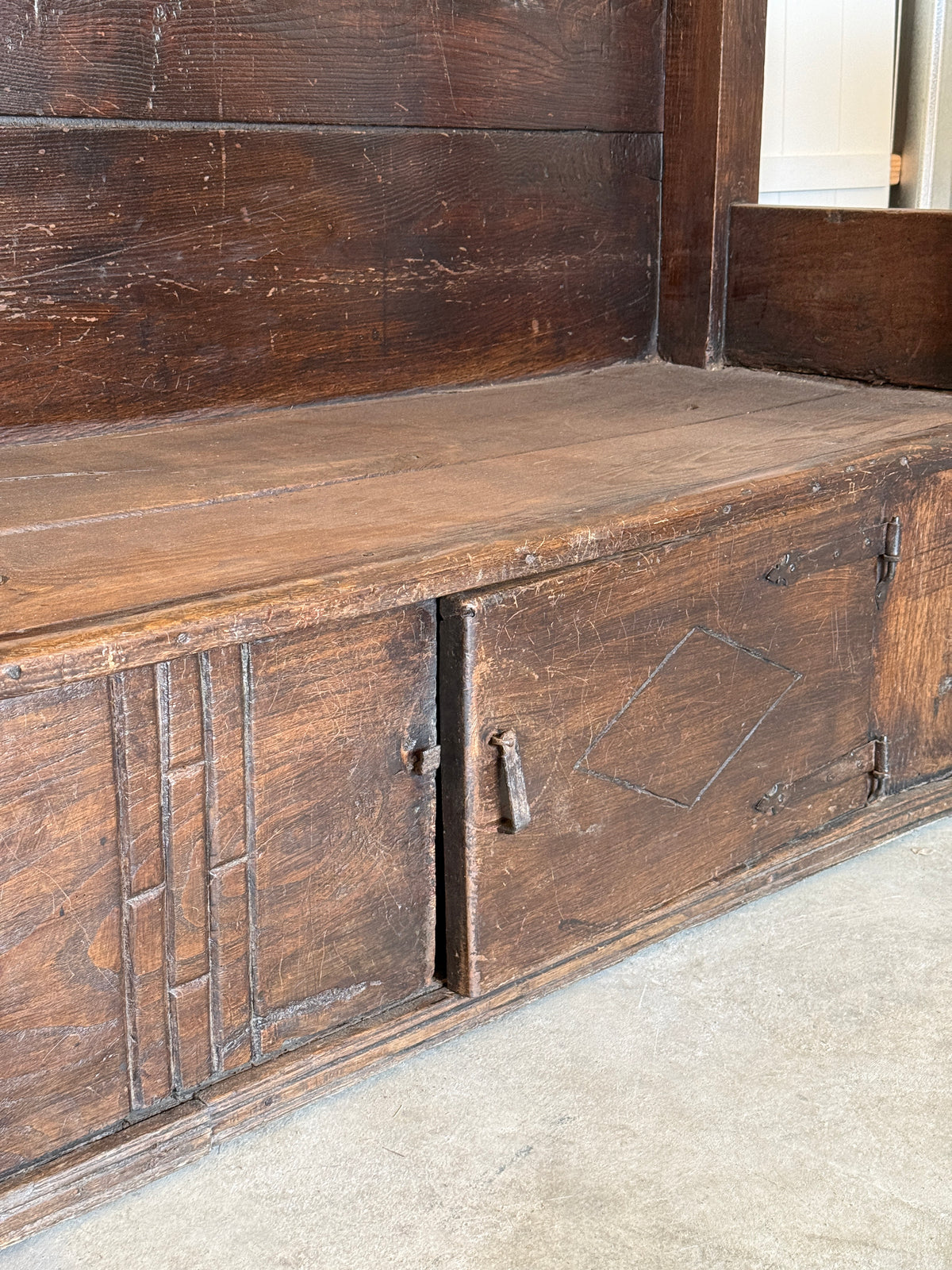 18th Century Spanish Settle Bench with Storage