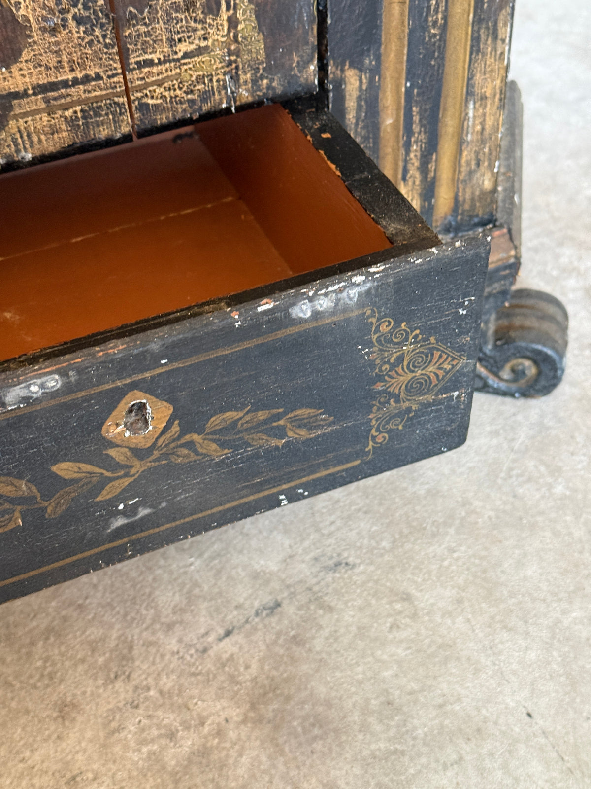 Swedish Black Painted Corner Cupboard, Dated 1793