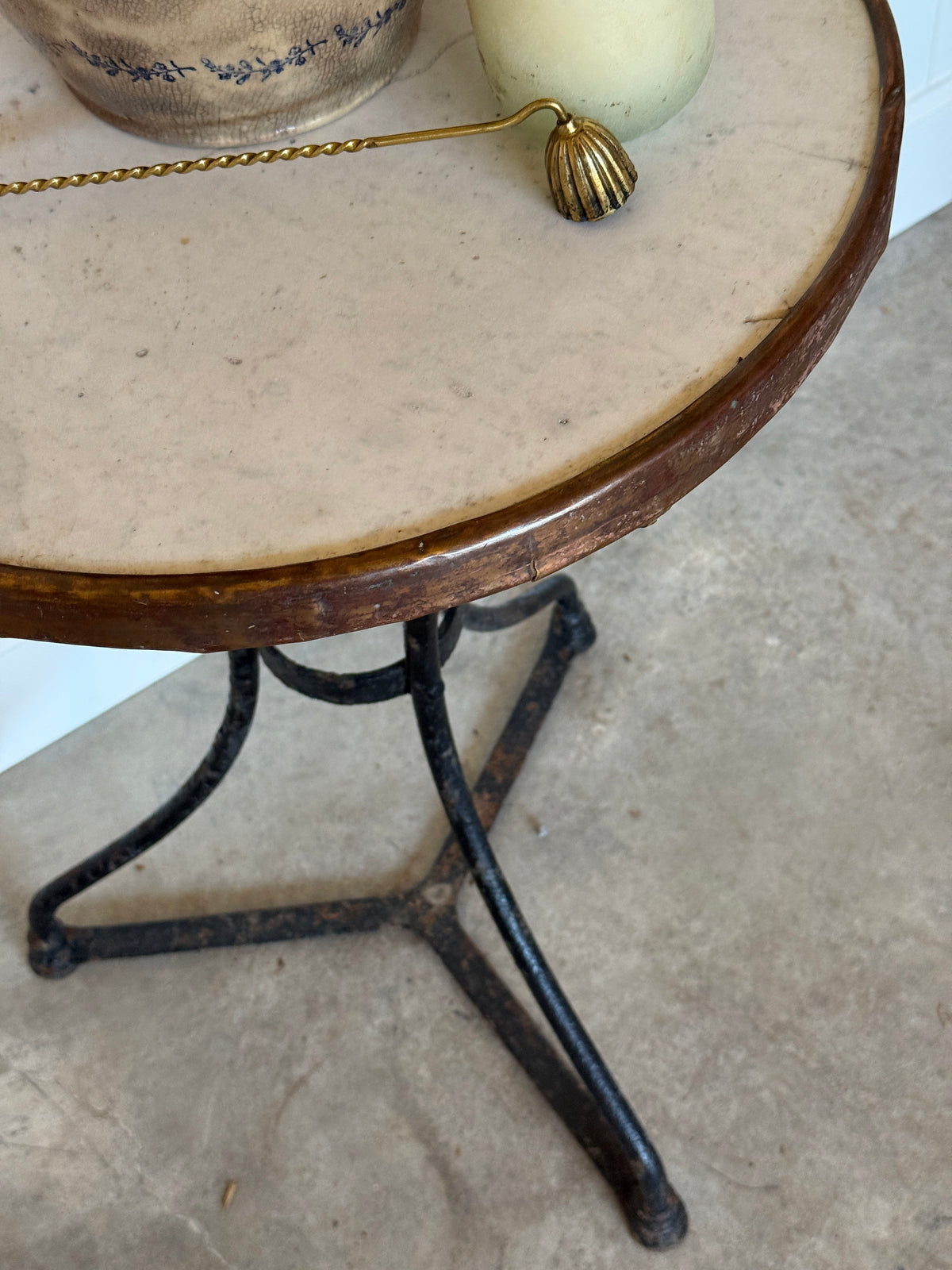French Bistro Table with Marble Top c.1900