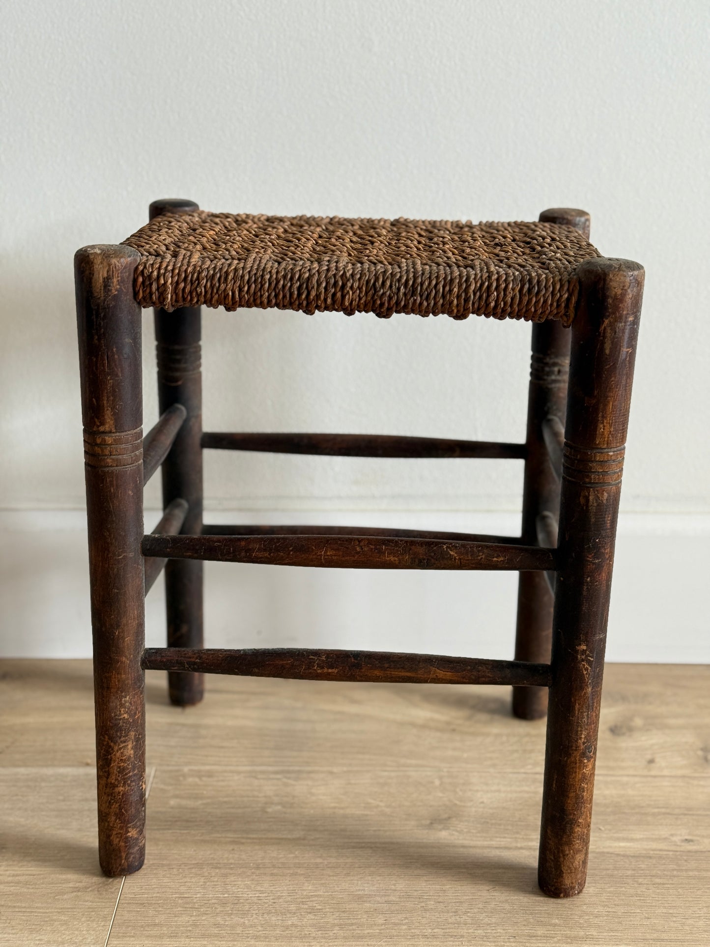 Antique English Rush Stool