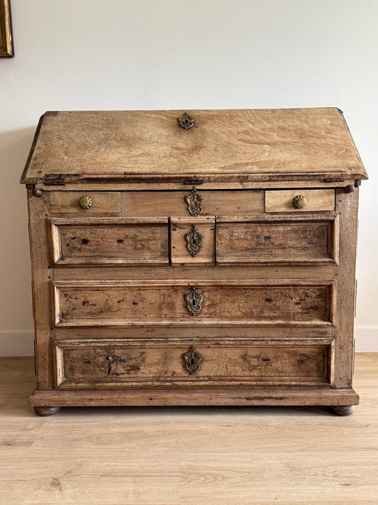 19th Century French Bleached Walnut Secretary Desk, Louis 13th style