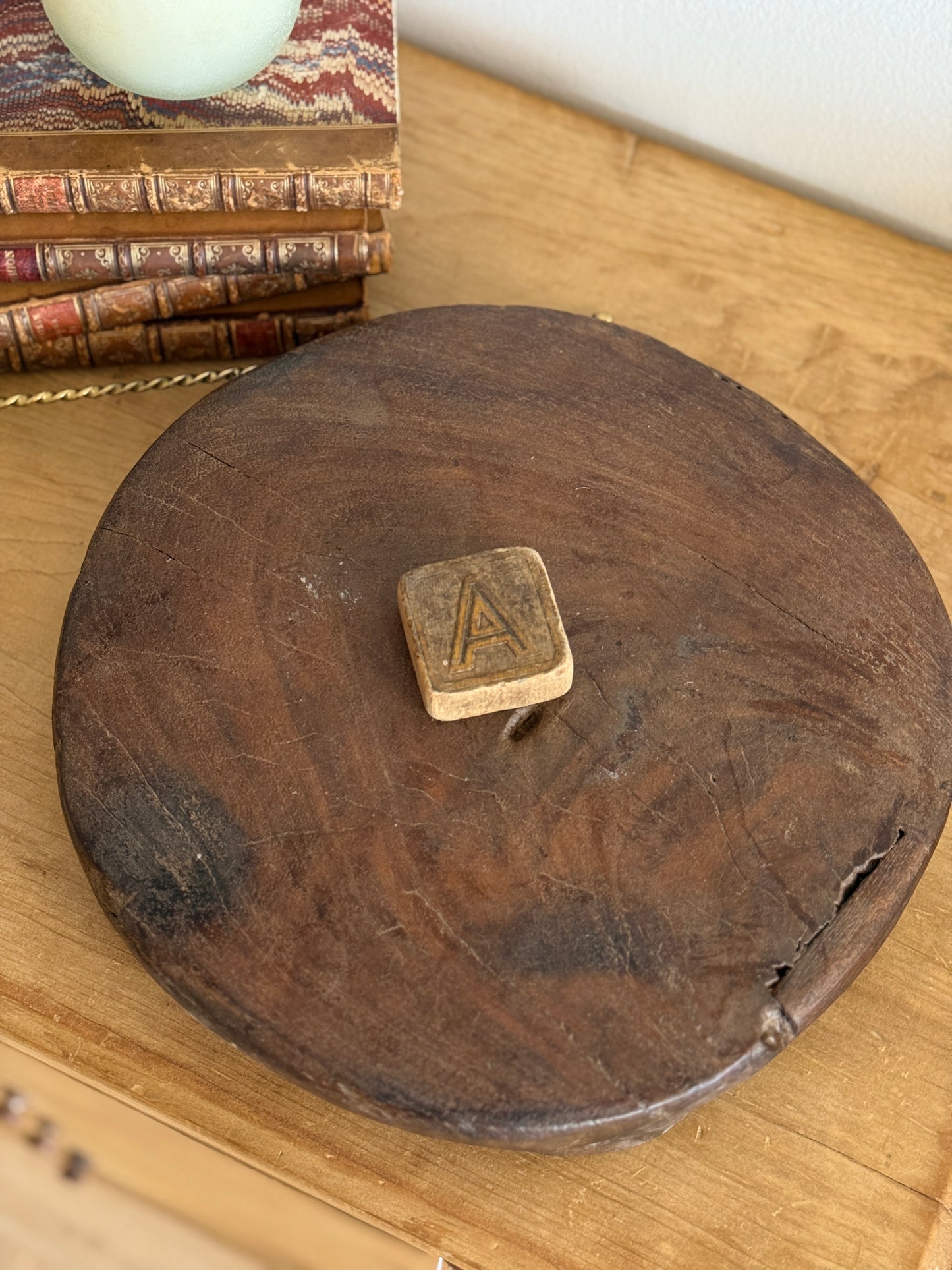 Large Antique Wood Chapati Riser