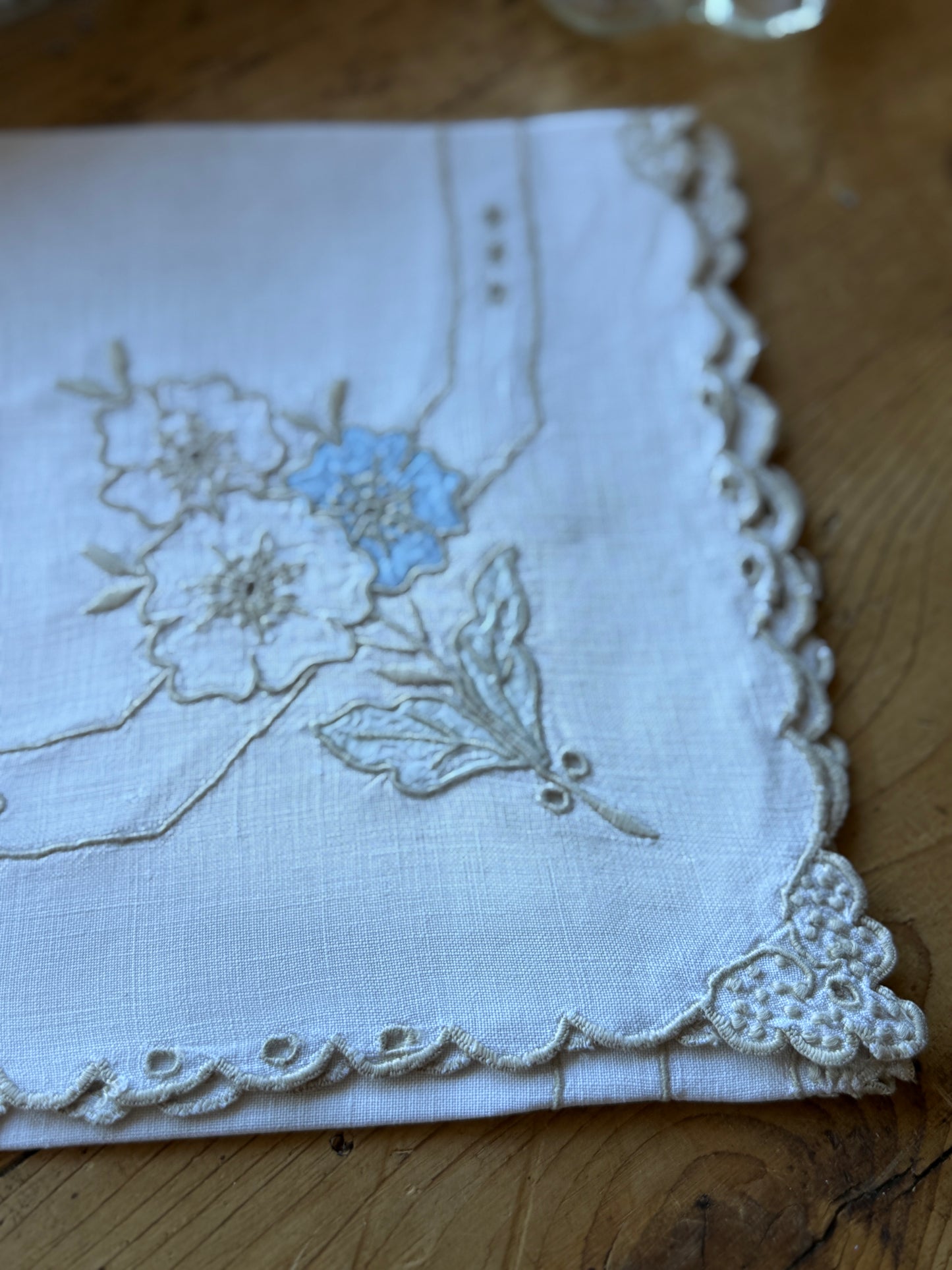 Antique Irish Linen, Hand Embroidered