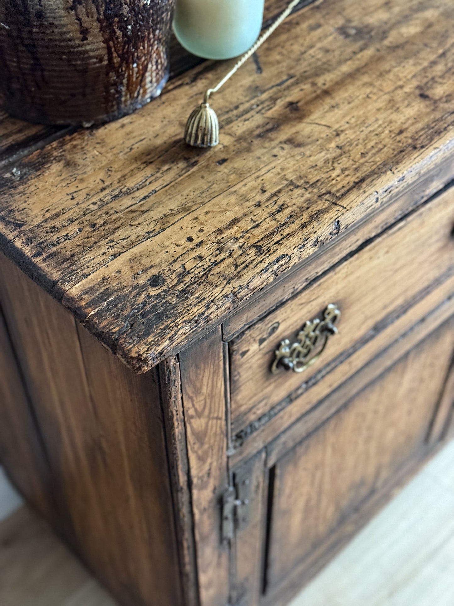 Antique English Pine Stained Sideboard