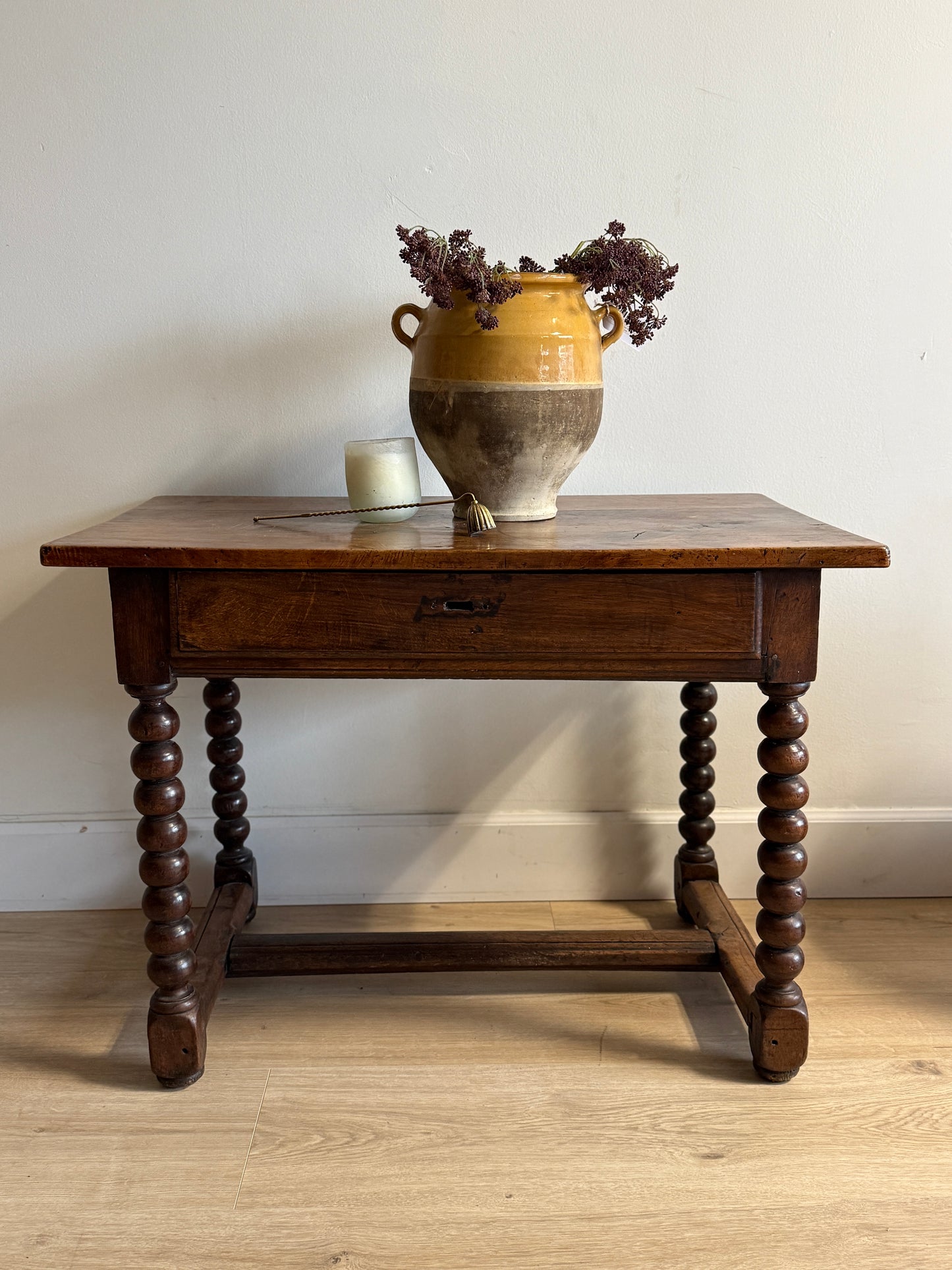 18th c. French Walnut Bobbin Table