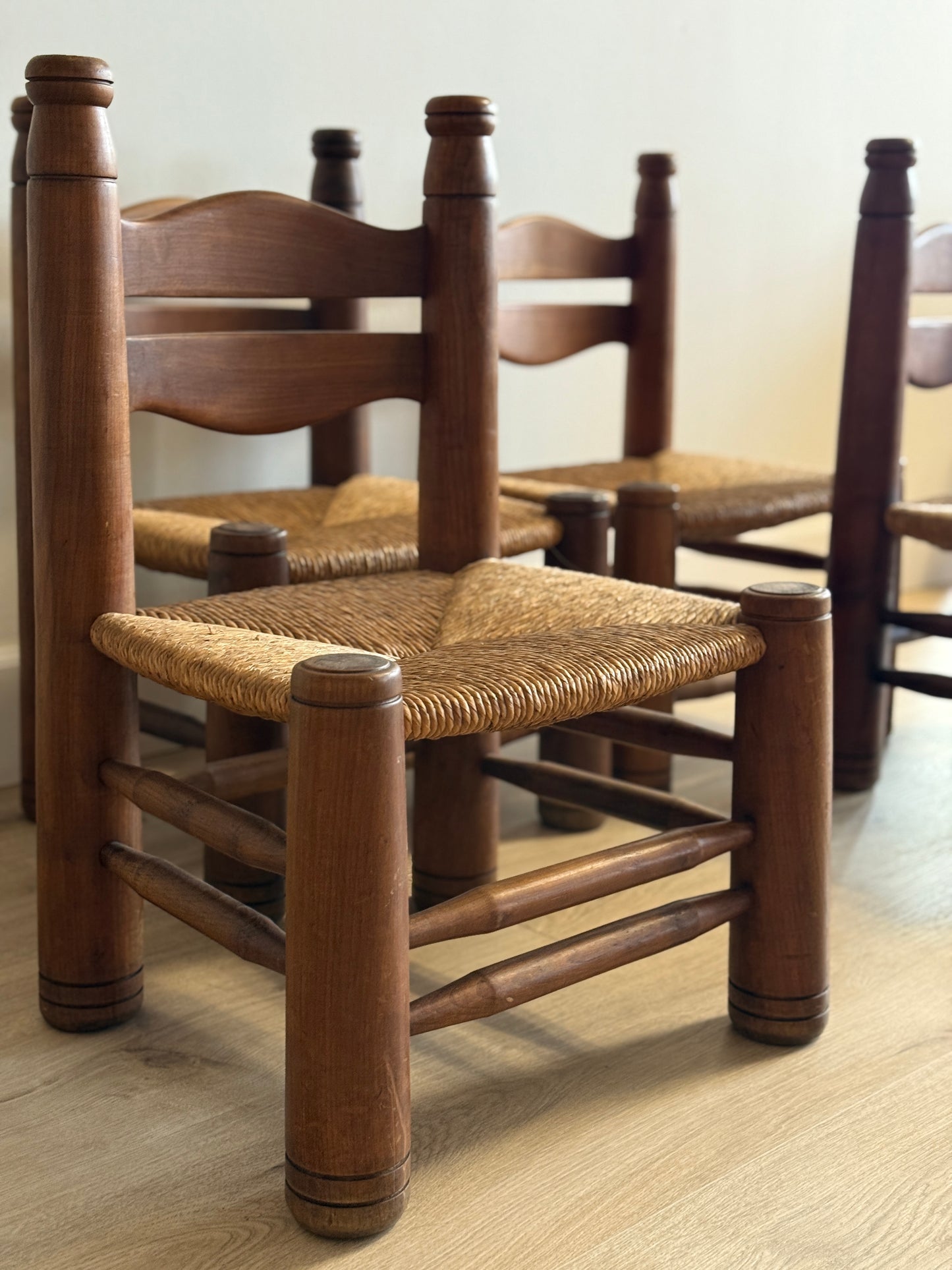 Set of Four Low Rush Chairs by Charles Dudouyt