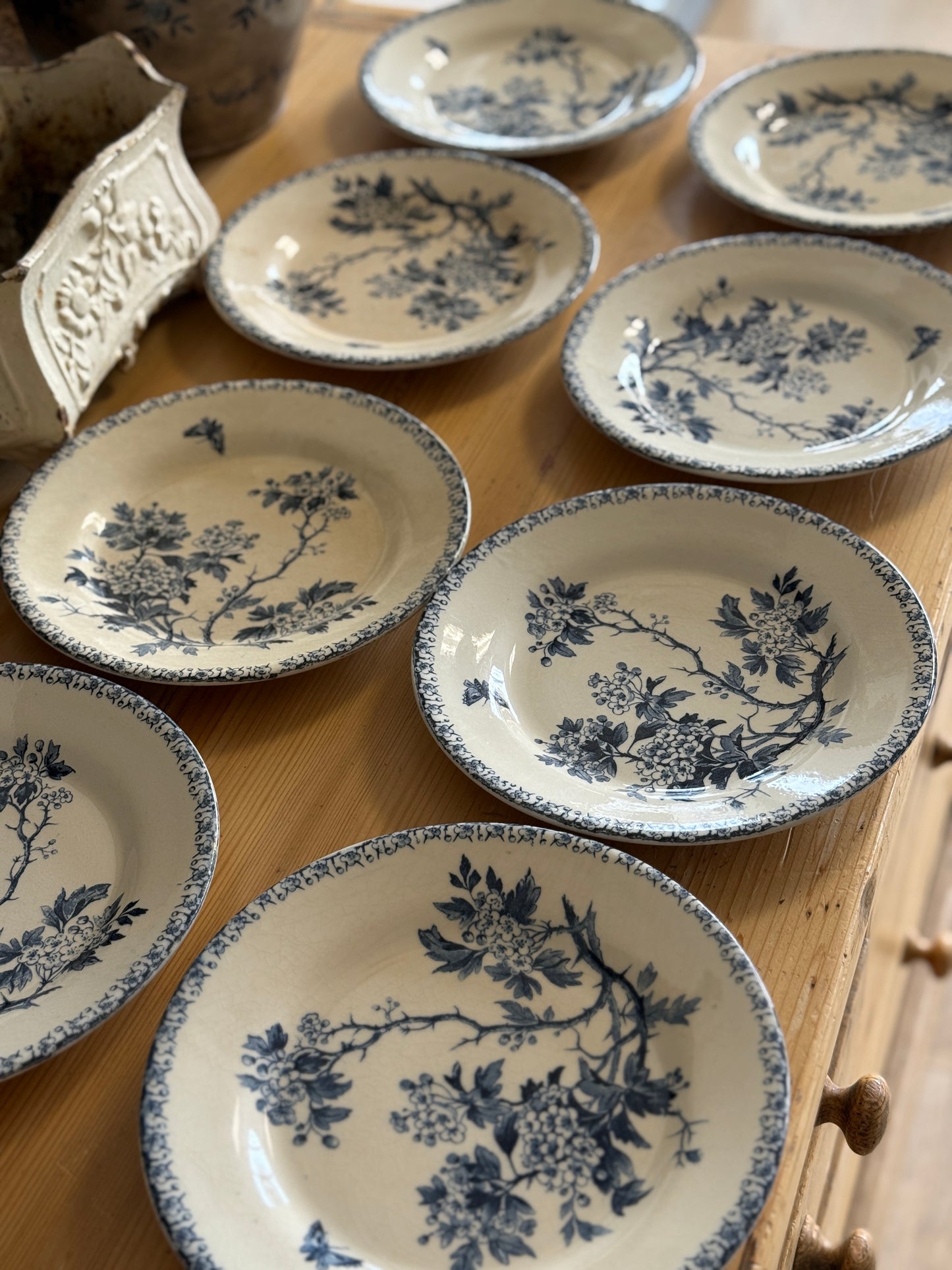Set of 8 Antique Ironstone Plates