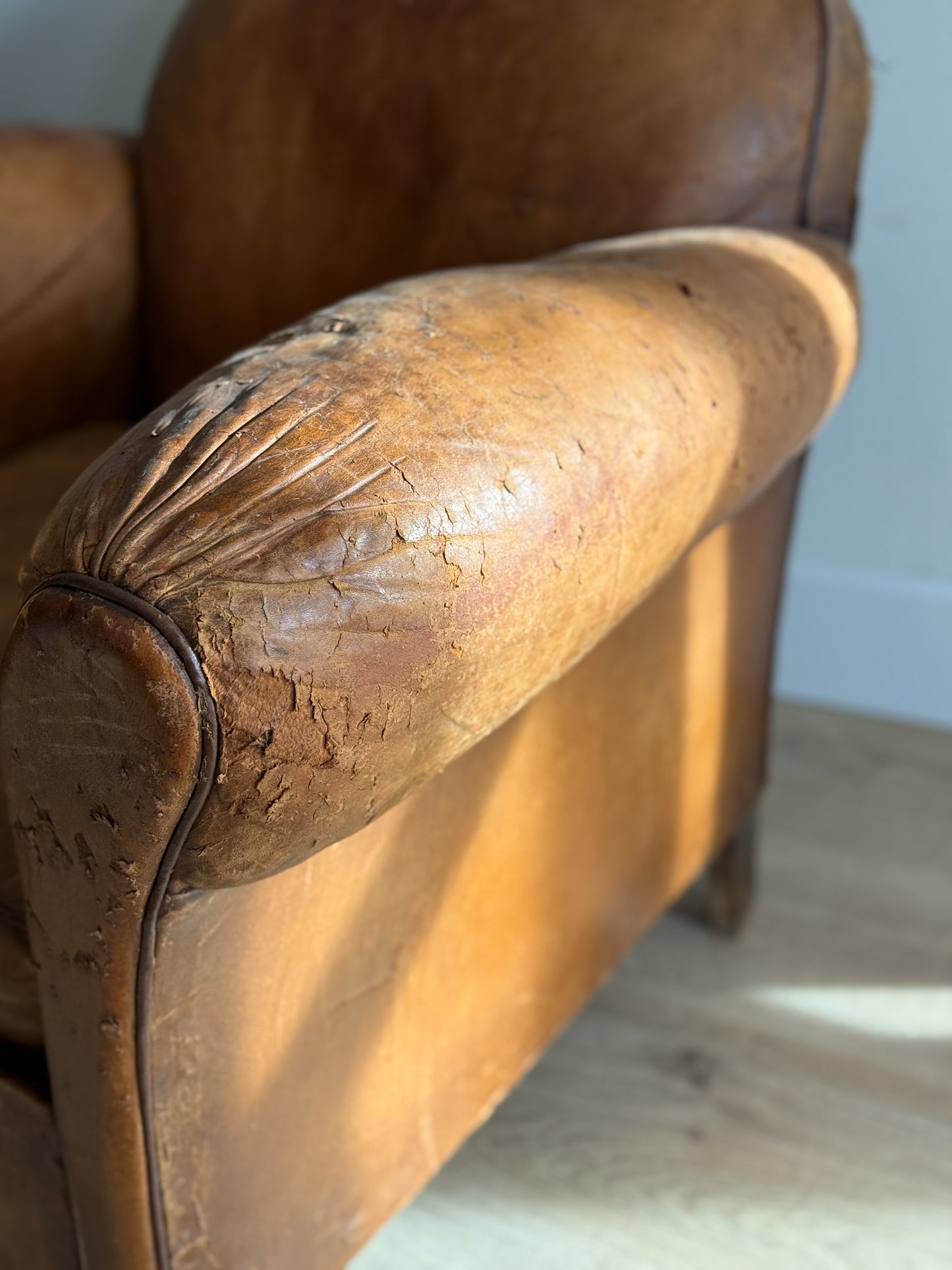 Antique Pair French Leather Chairs