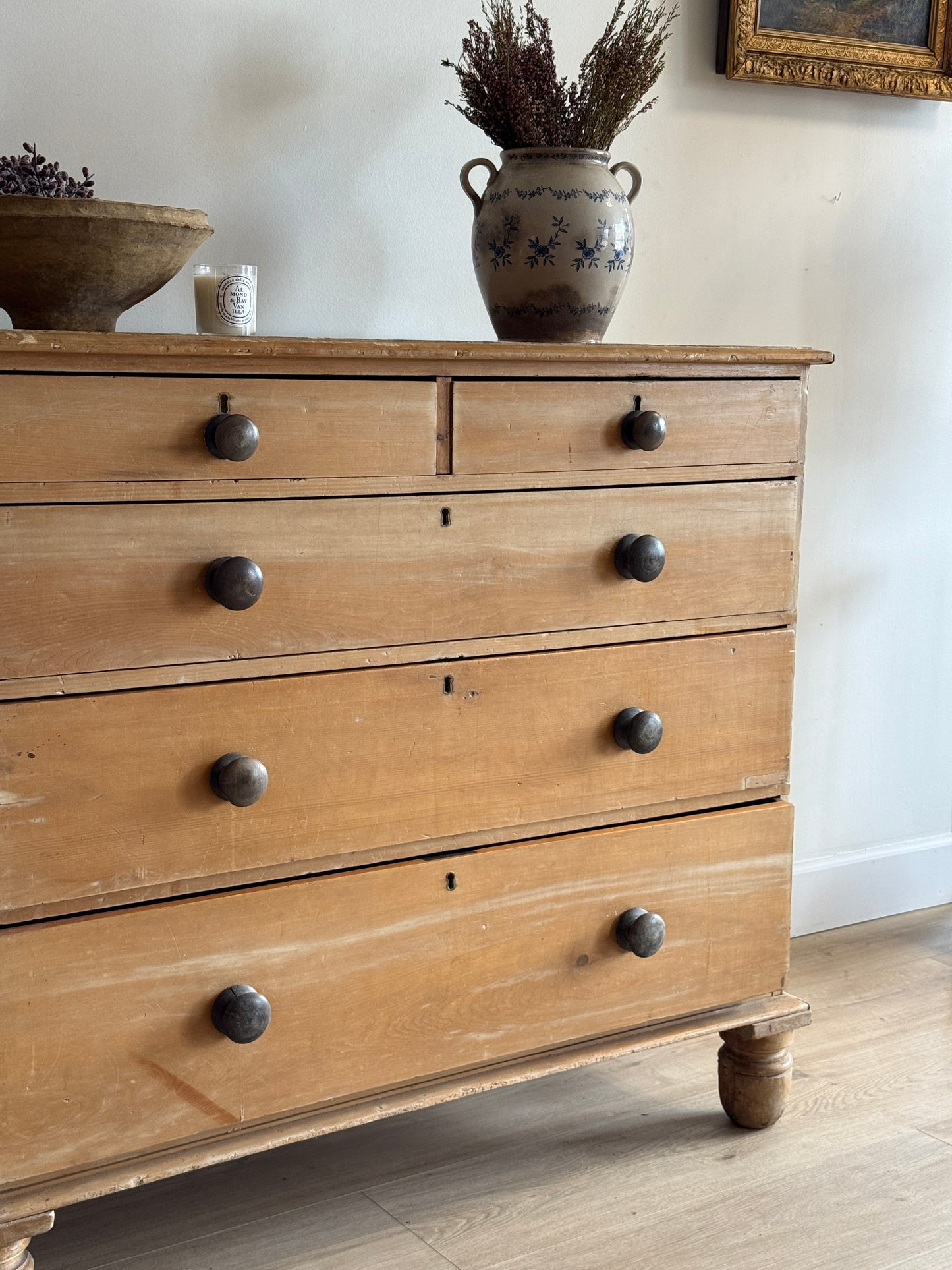 Large Antique English Pine Dresser/Chest of Drawers