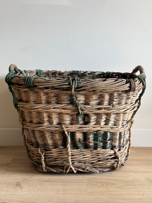 Large Antique French Champagne Gathering Basket