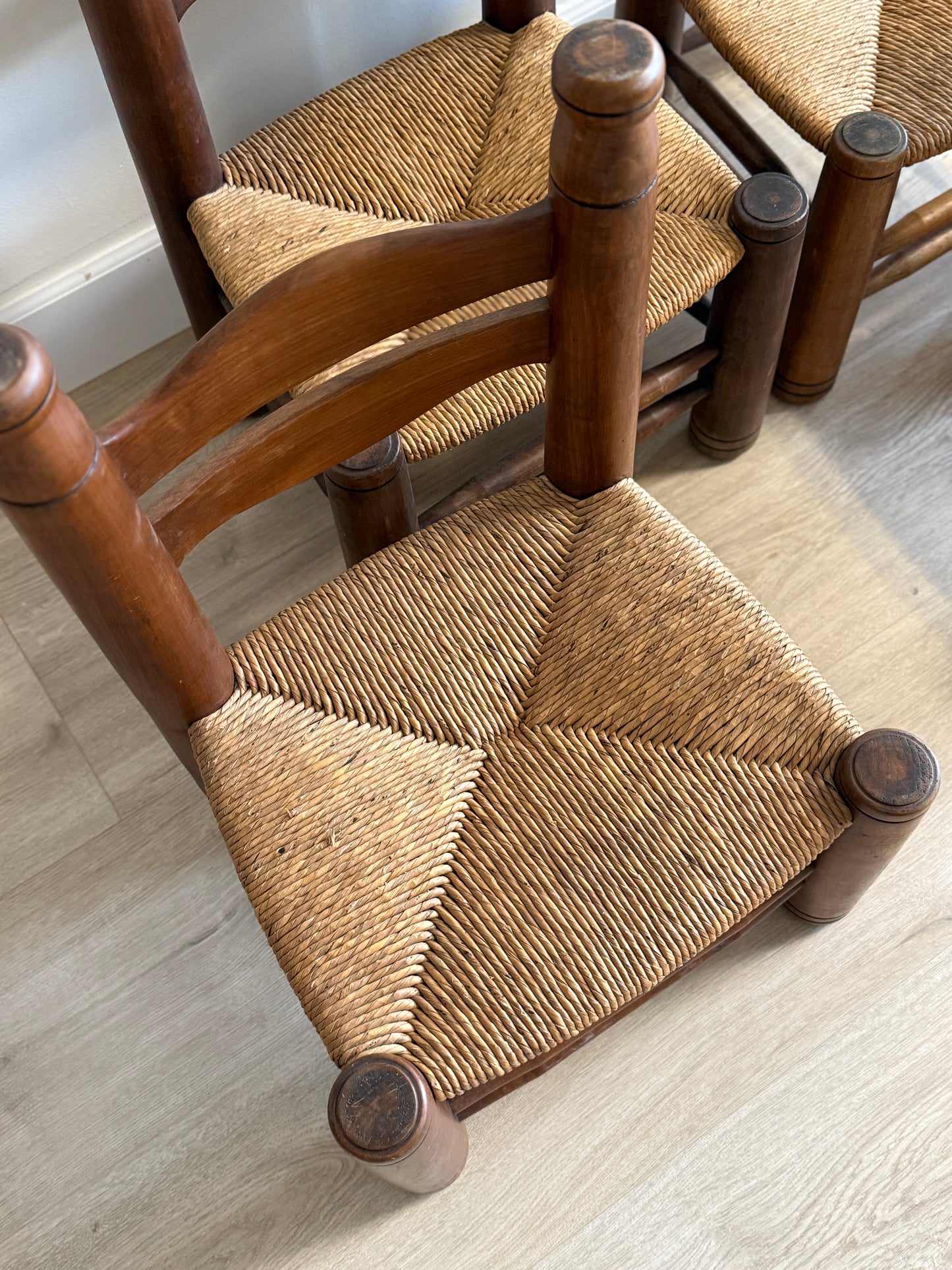 Set of Four Low Rush Chairs by Charles Dudouyt