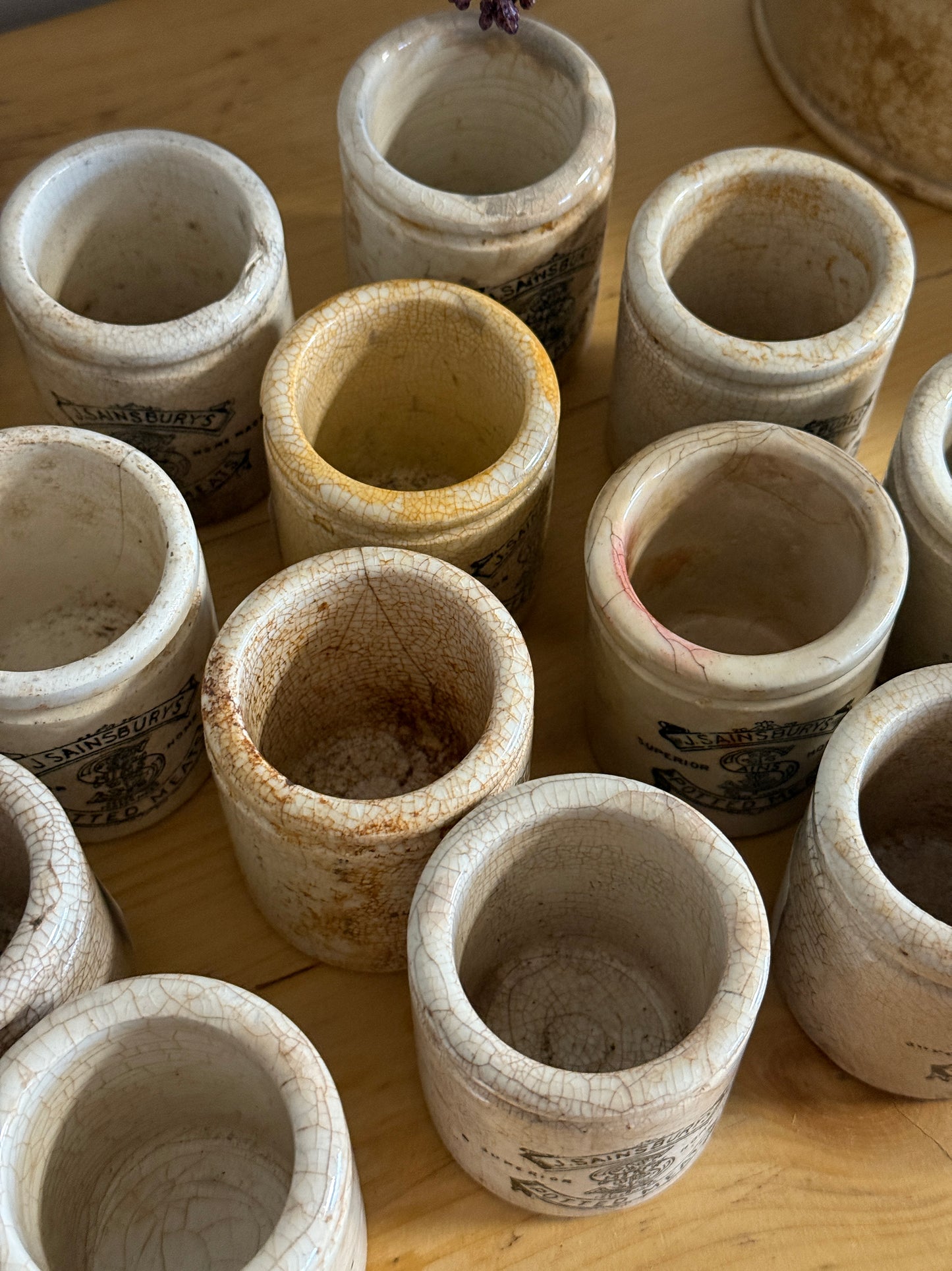 Antique English Potted Meat Jars