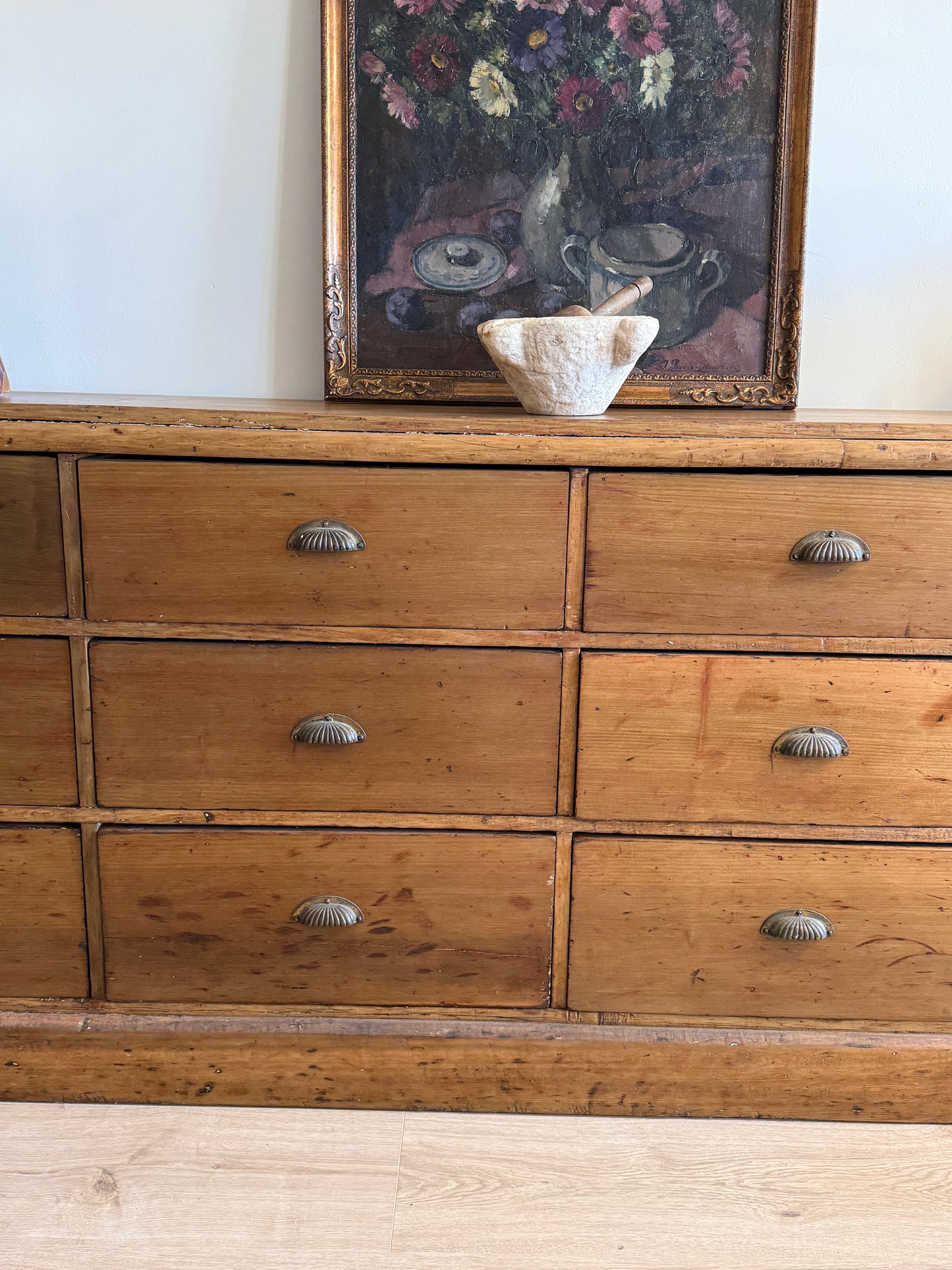 Antique Twelve Drawer Shop Counter/Sideboard