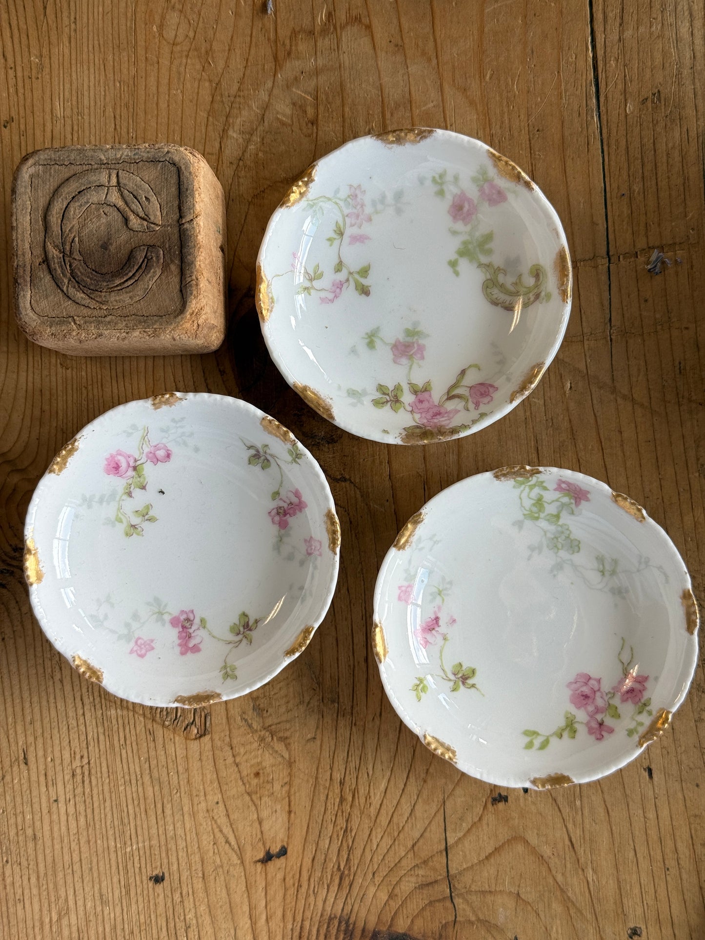 Set of Three Antique European Butter Pats (various options)