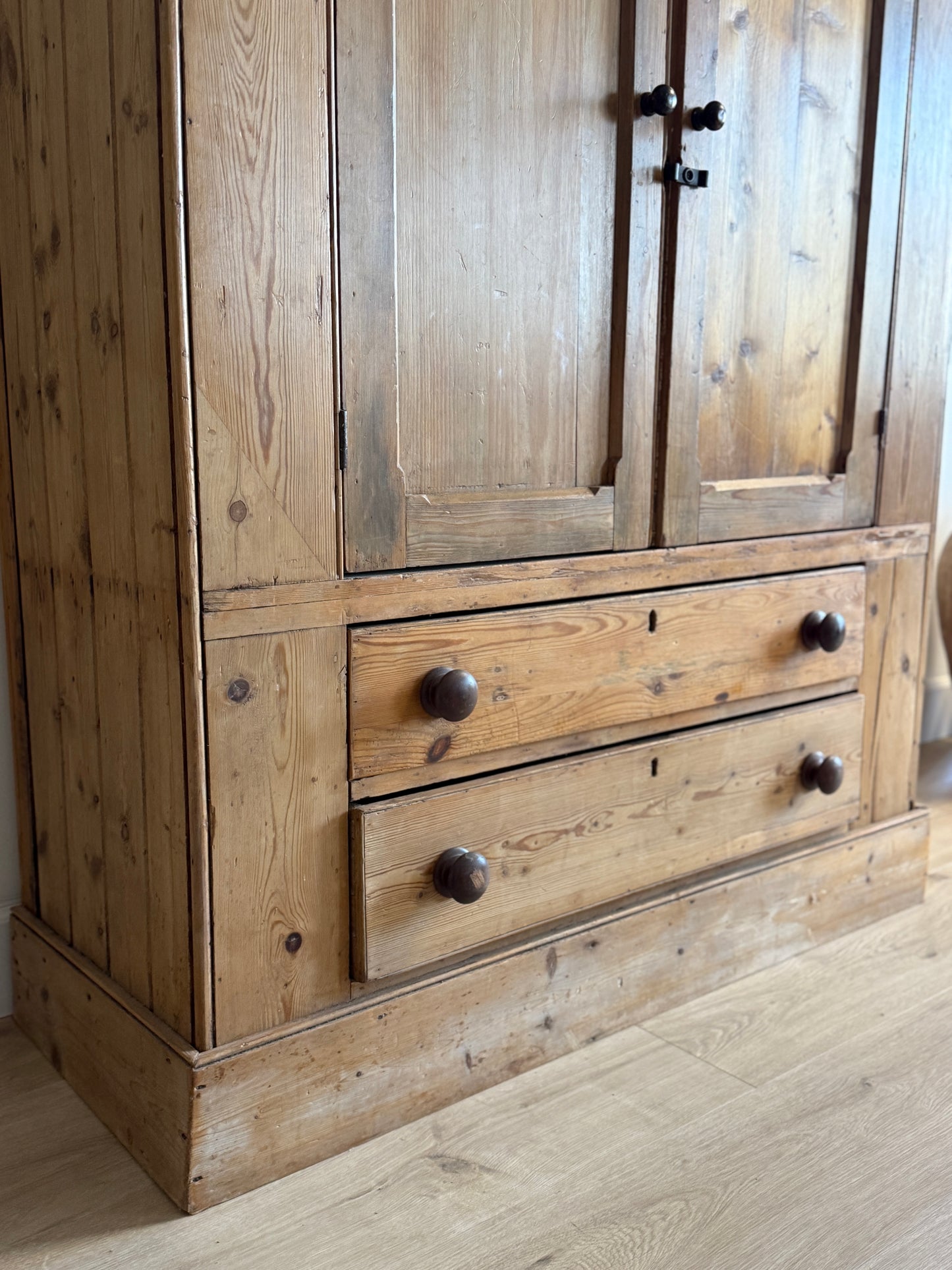 Petite Antique English Pine Linen Press
