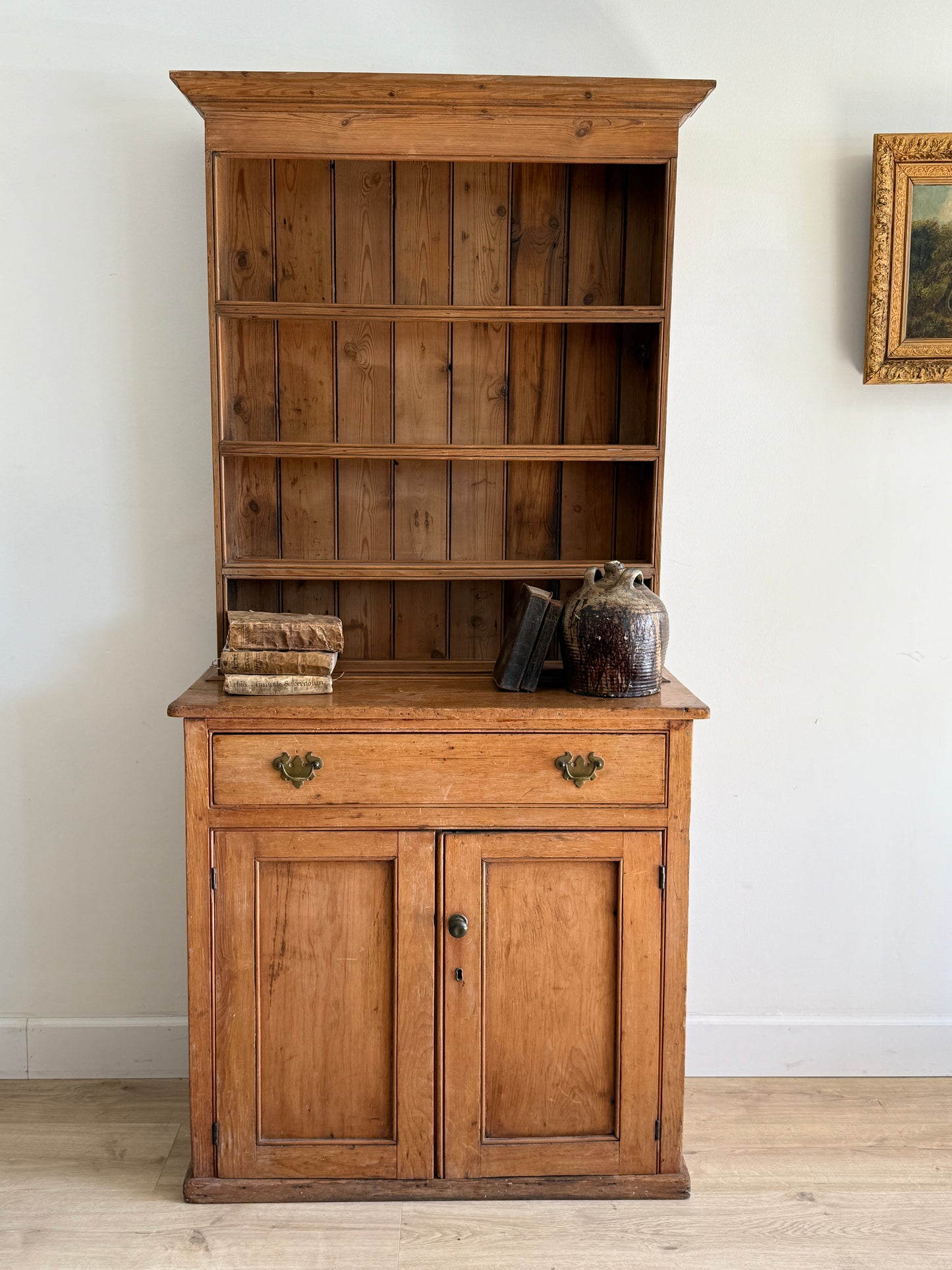 Antique Pine Stepback Hutch