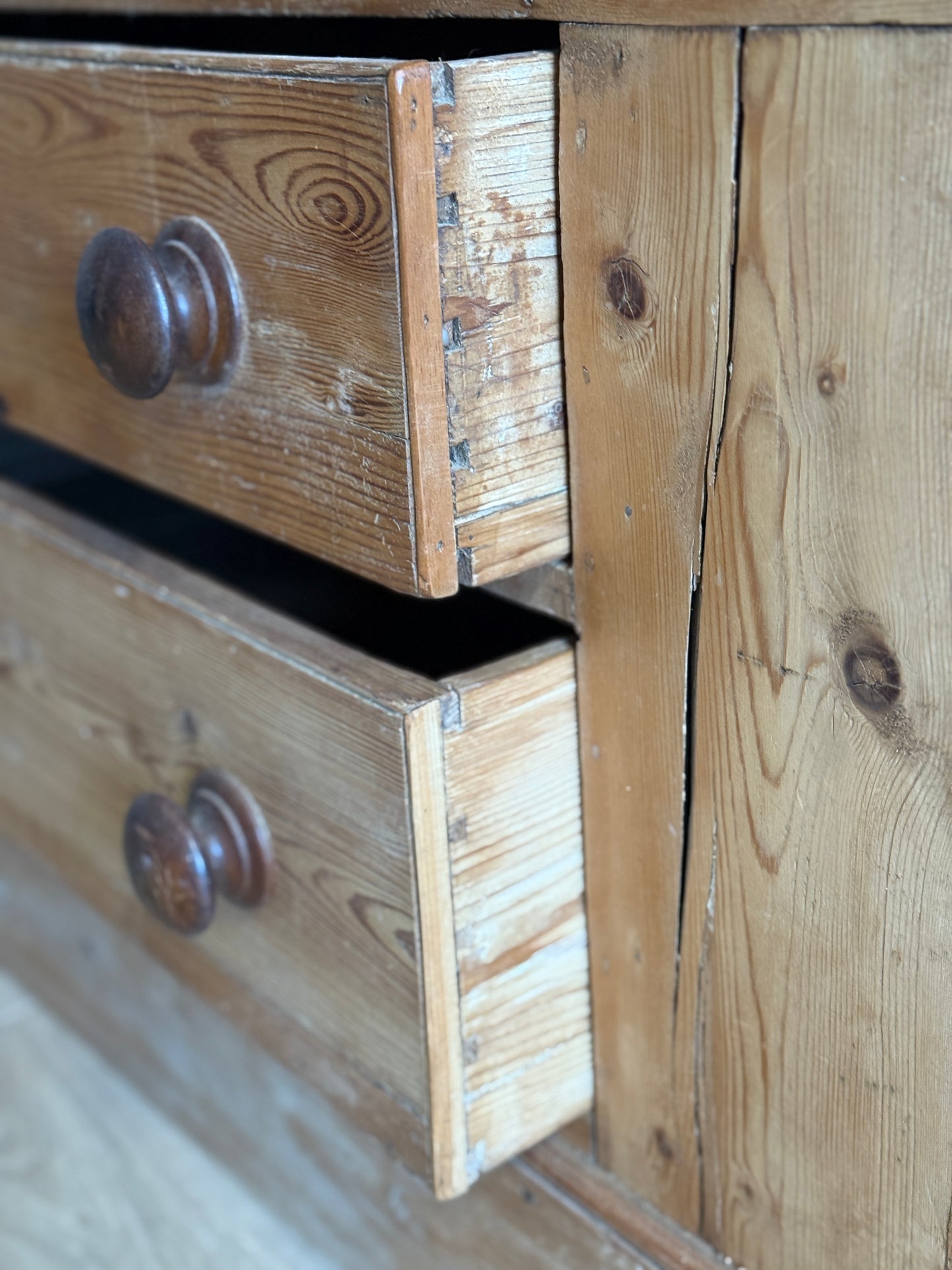 Petite Antique English Pine Linen Press