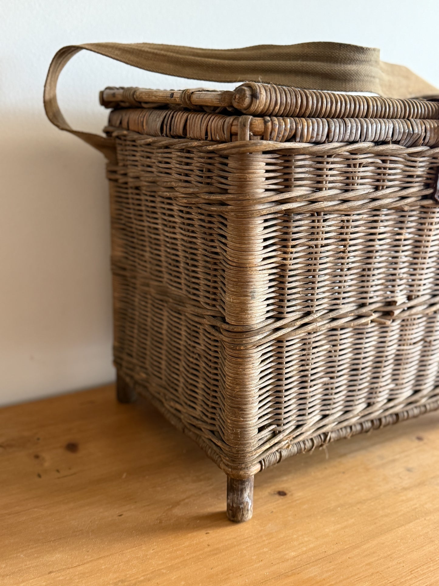 Antique English Woven Fishing Trunk/Basket