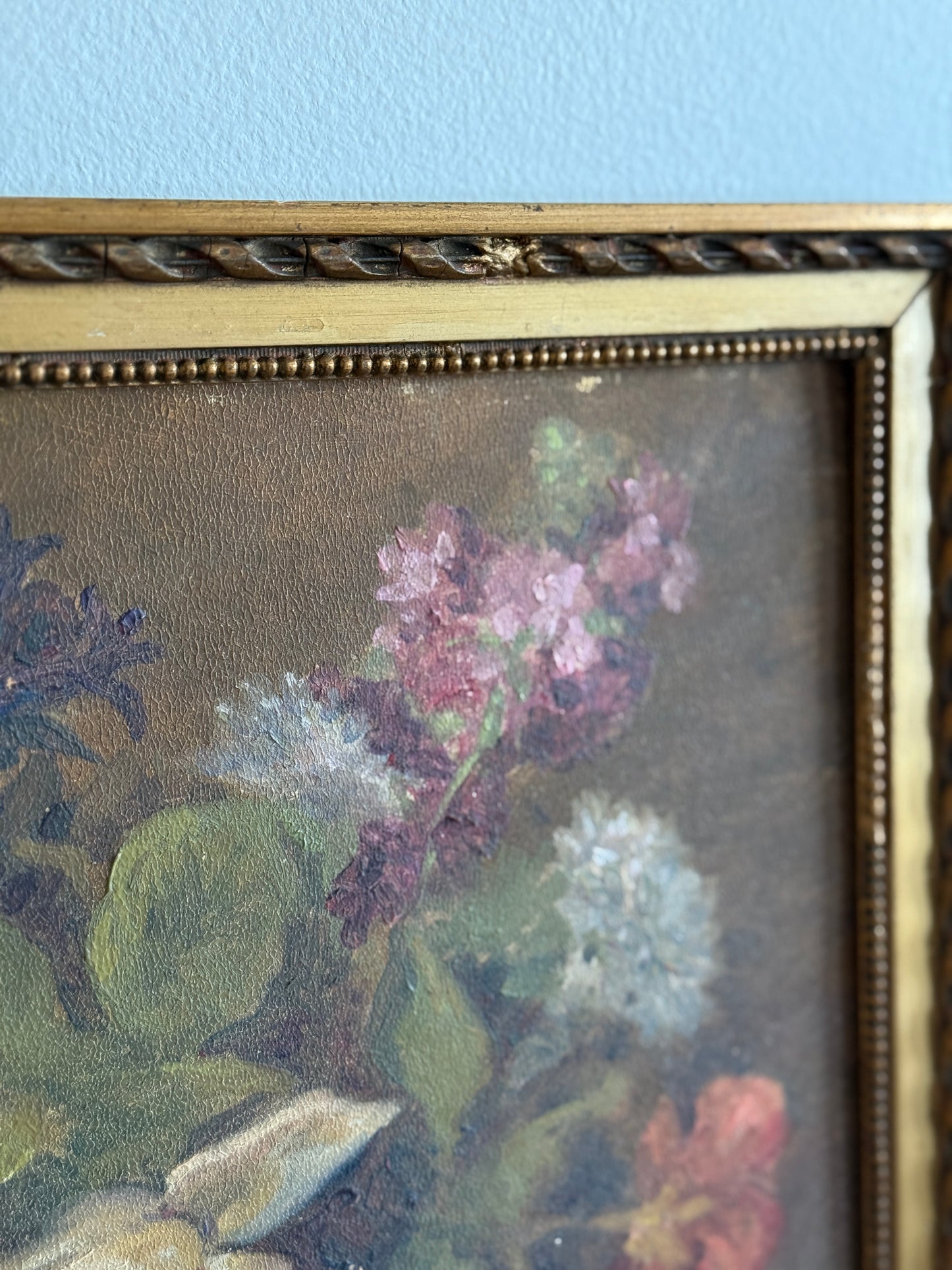 Antique English Oil Painting, Floral