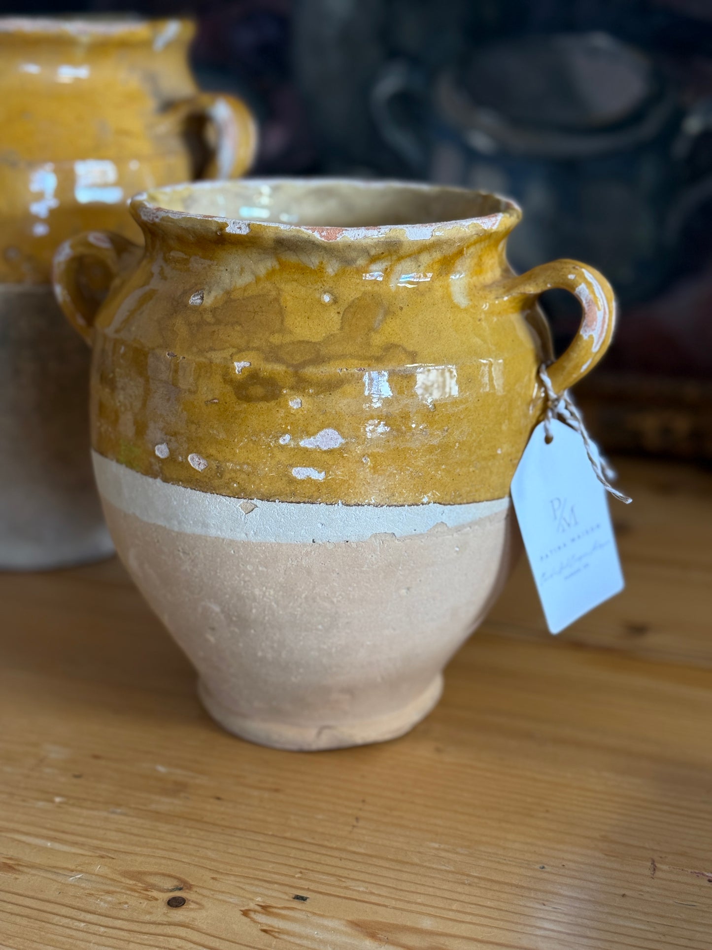 Rare Antique Ochre Yellow Glazed French Confit Pot