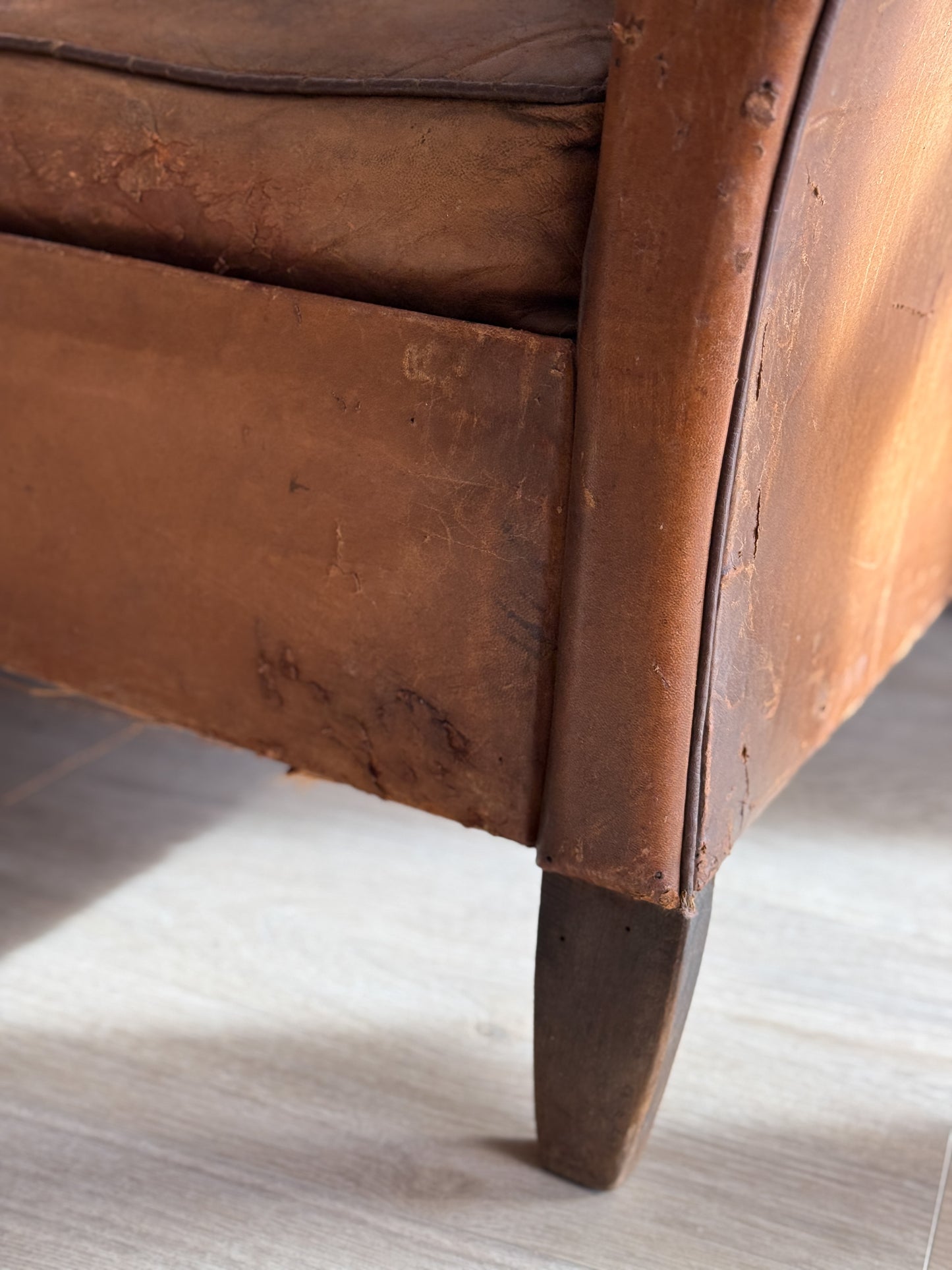 Antique Pair French Leather Chairs