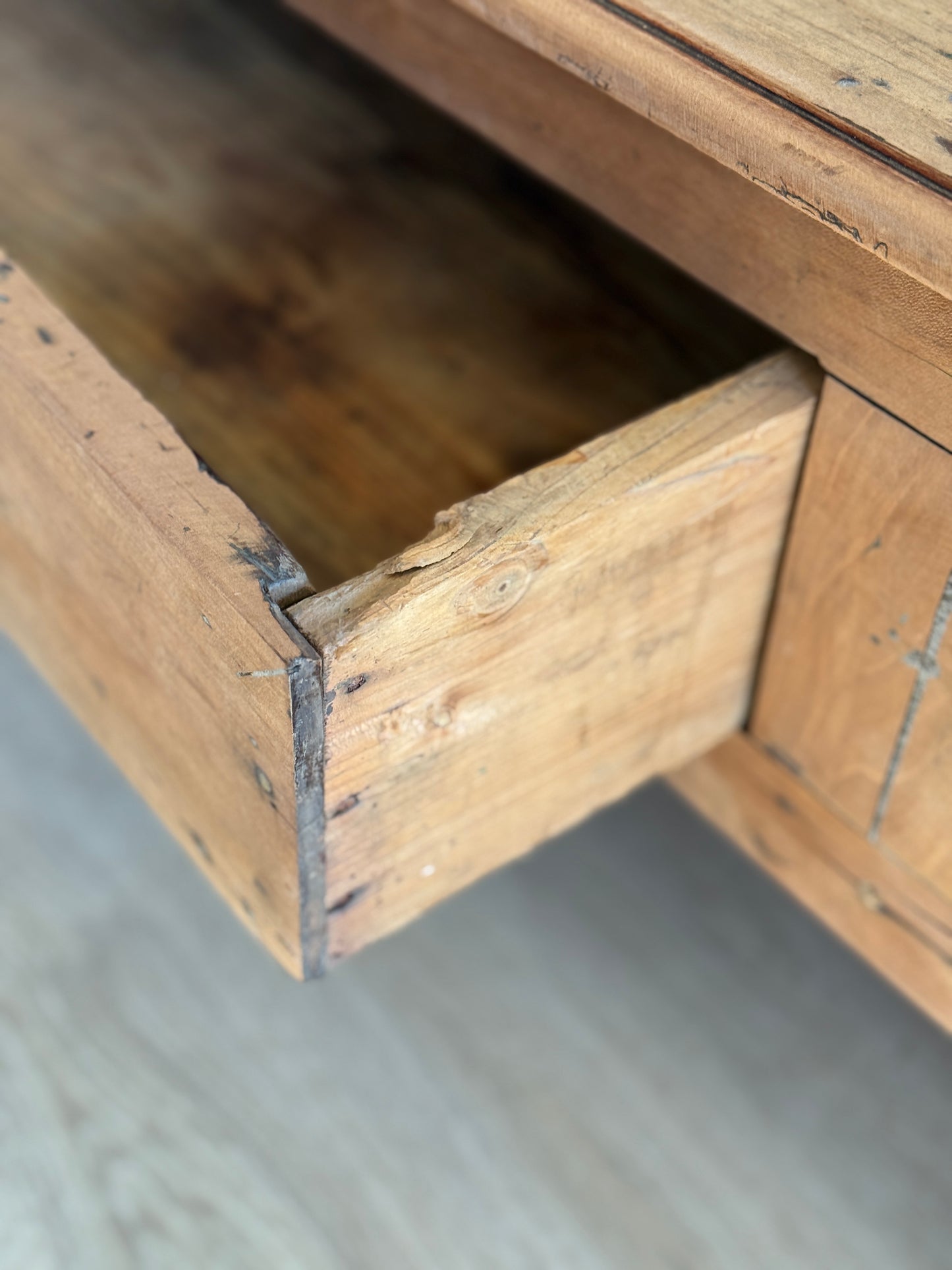 Antique French Coffee Table with Two Drawers
